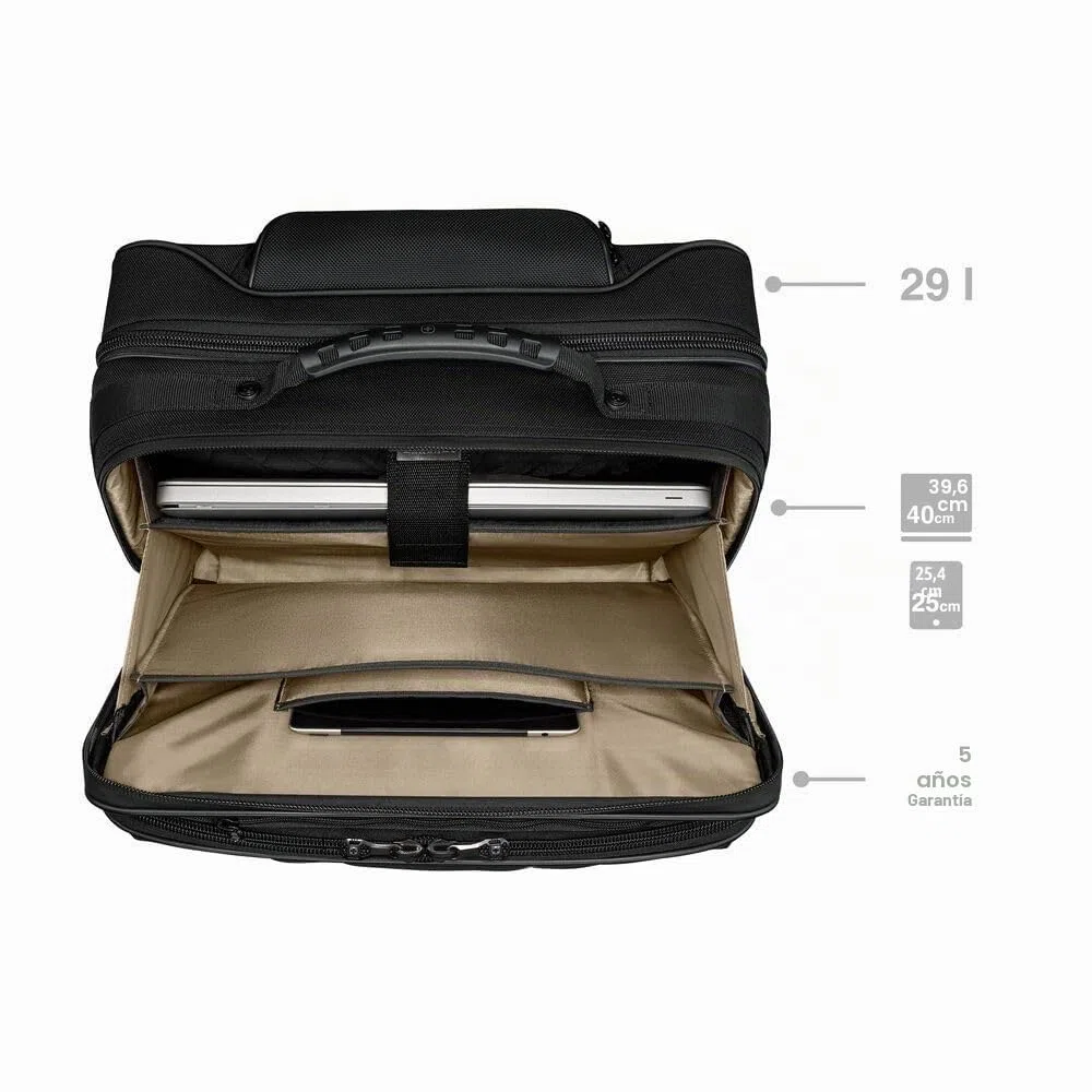 Wenger Legacy Black Series Maletín, maletín con Ruedas para portátil, Trolley, Notebook hasta 15,6", 29 l, Oficina, Negocios, Universidad Escuela, Negro, 653631