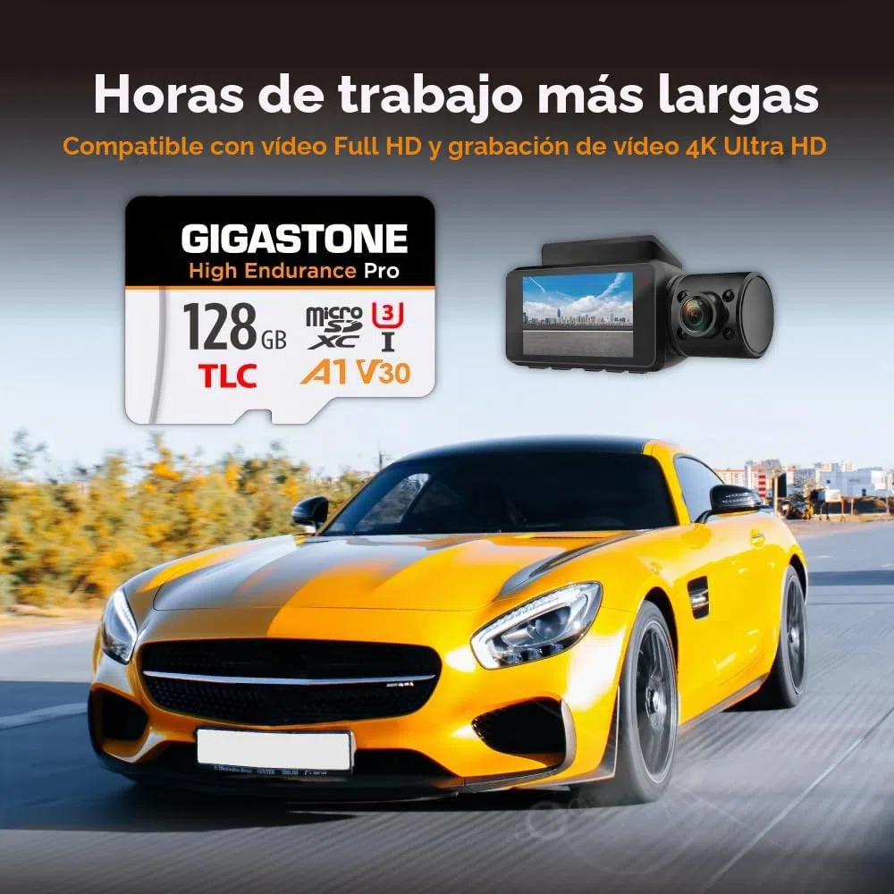 [Recuperación de Datos Gratuita de 5 años] Tarjeta Micro SD GIGASTONE de 128GB, Velocidad de la Serie Pro de Alta Resistencia de hasta 100 MB/s, Compatible con cámara de salpicadero REDTIGER Rove