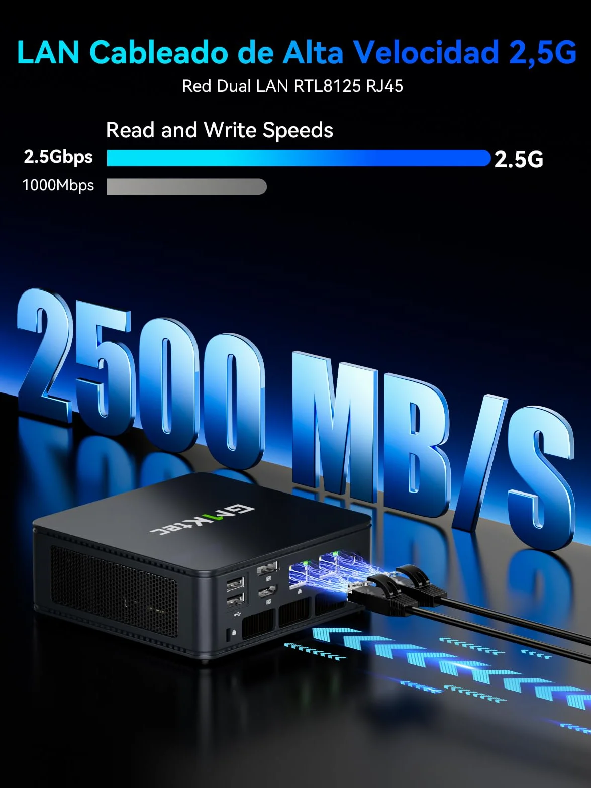 GMKtec Mini PC Ryzen 7 7730U(Superior al Ryzen 7 5825U) (8 núcleos / 16 hilos,hasta 4,5 GHz), 16GB RAM+512GB SSD PCIe, M5 Ultra Mini Ordenador, Triple Display 4K, WiFi 6E/USB 3.2/USB-C/LAN Dual 2.5GbE