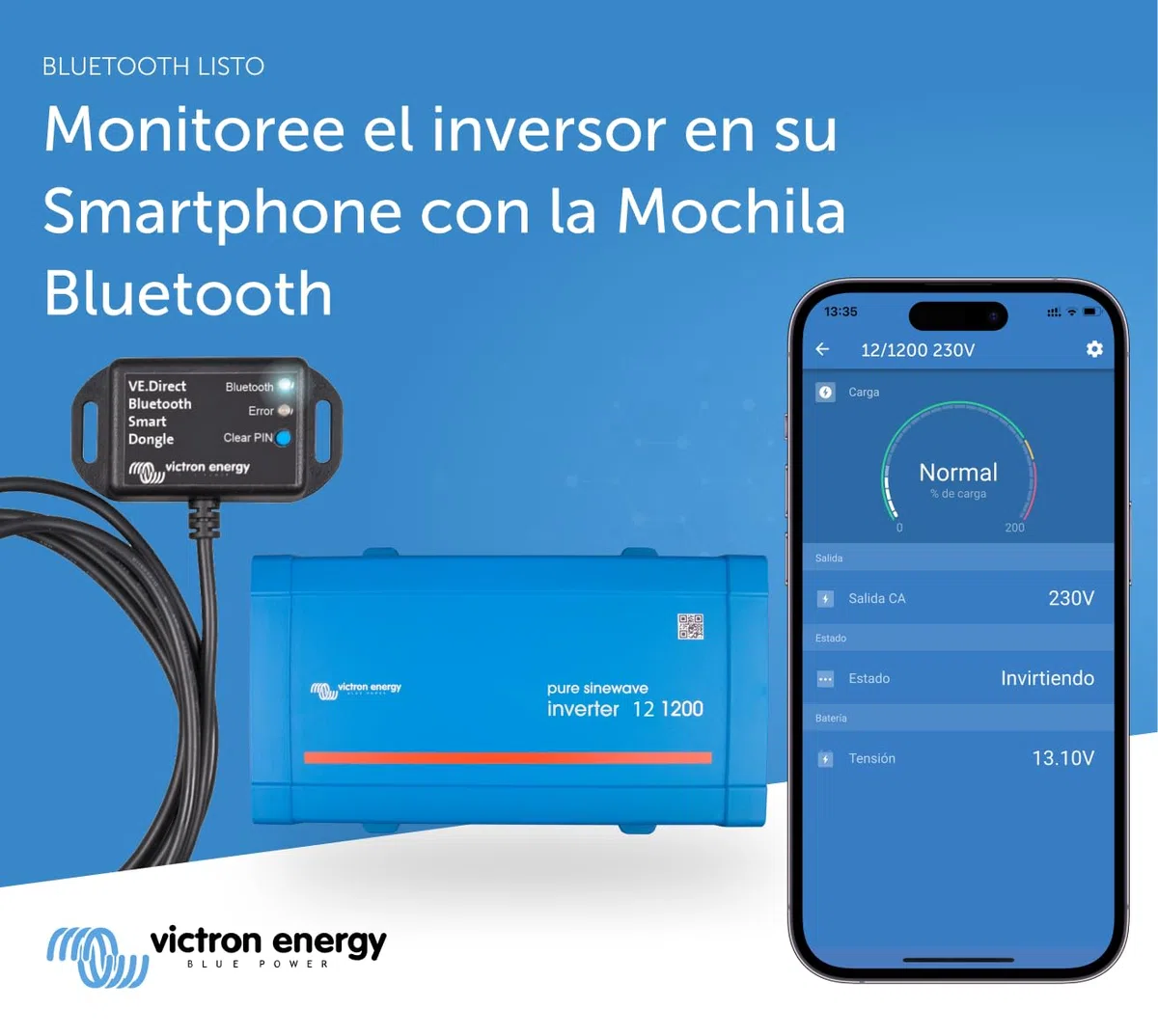 Victron Energy 1200VA 12-Voltios 230 VCA Inversor de Onda Sinusoidal Pura (Schuko)