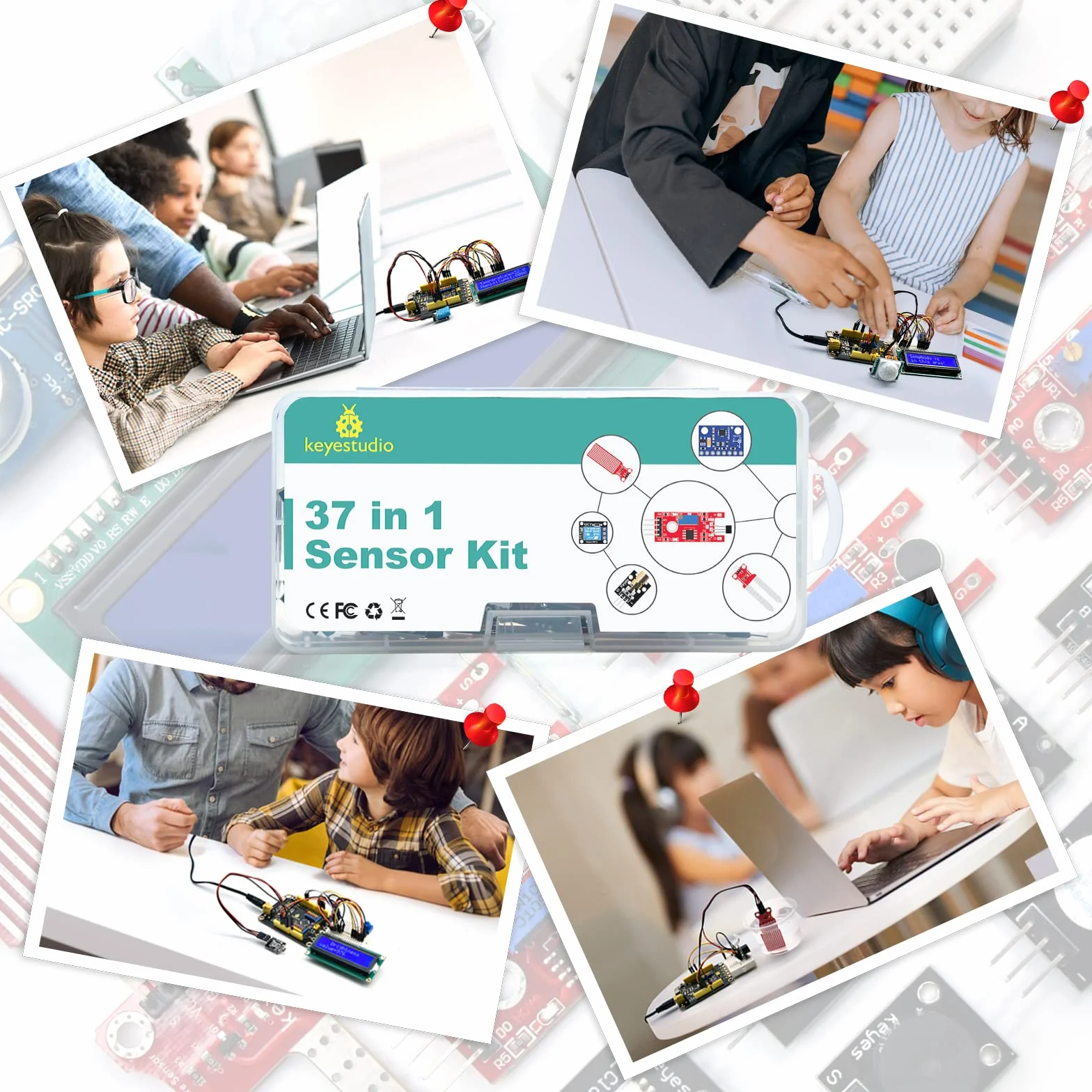 KEYESTUDIO 37 en 1 Kit de Módulos de Sensores para Arduino UNO Mega 2560 Nano Raspberry Pi