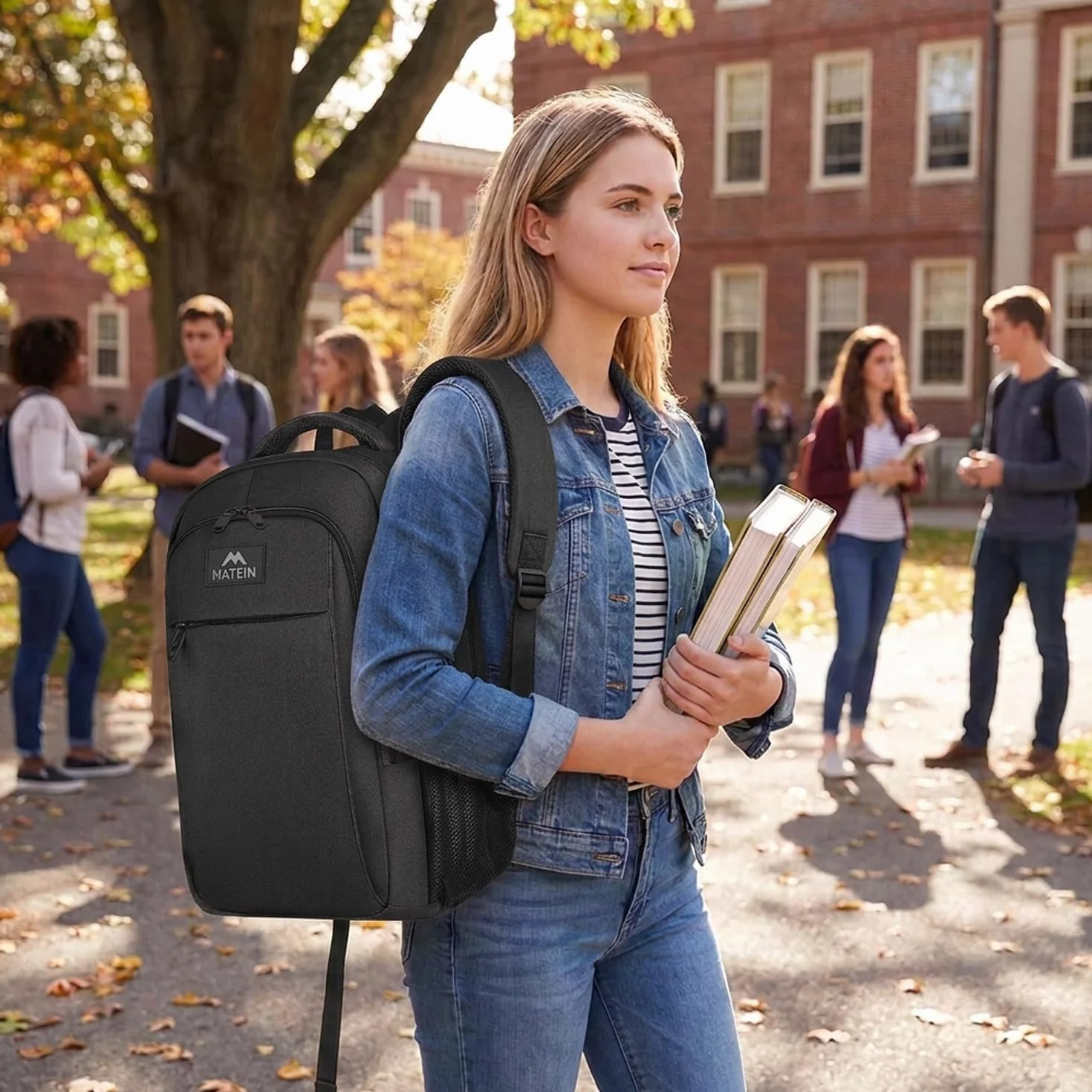 MATEIN Mochila Portatil Hombre Impermeable, Mochila Ordenador Portatil 15.6 Pulgadas con Gran Capacidad, Mochilas Portátil Antirrobo Laptop Backpack del Negocio Trabajo Diario Viaje Escolares - Negro