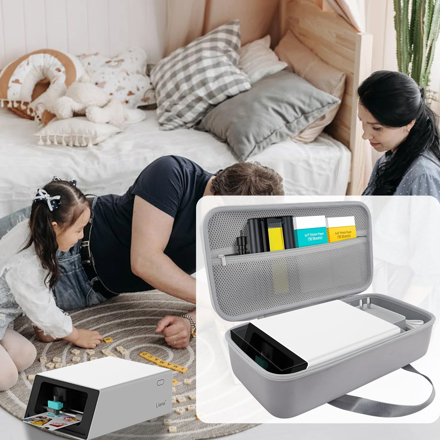 Khanka para Liene PixCut S1|Impresora fotográfica todo en uno,impresora de pegatinas y cortadora Estuche Rígido de Almacenamiento,Bolsa Transporte con Bolsillo para Accesorios PixCut S1,Solo Estuche