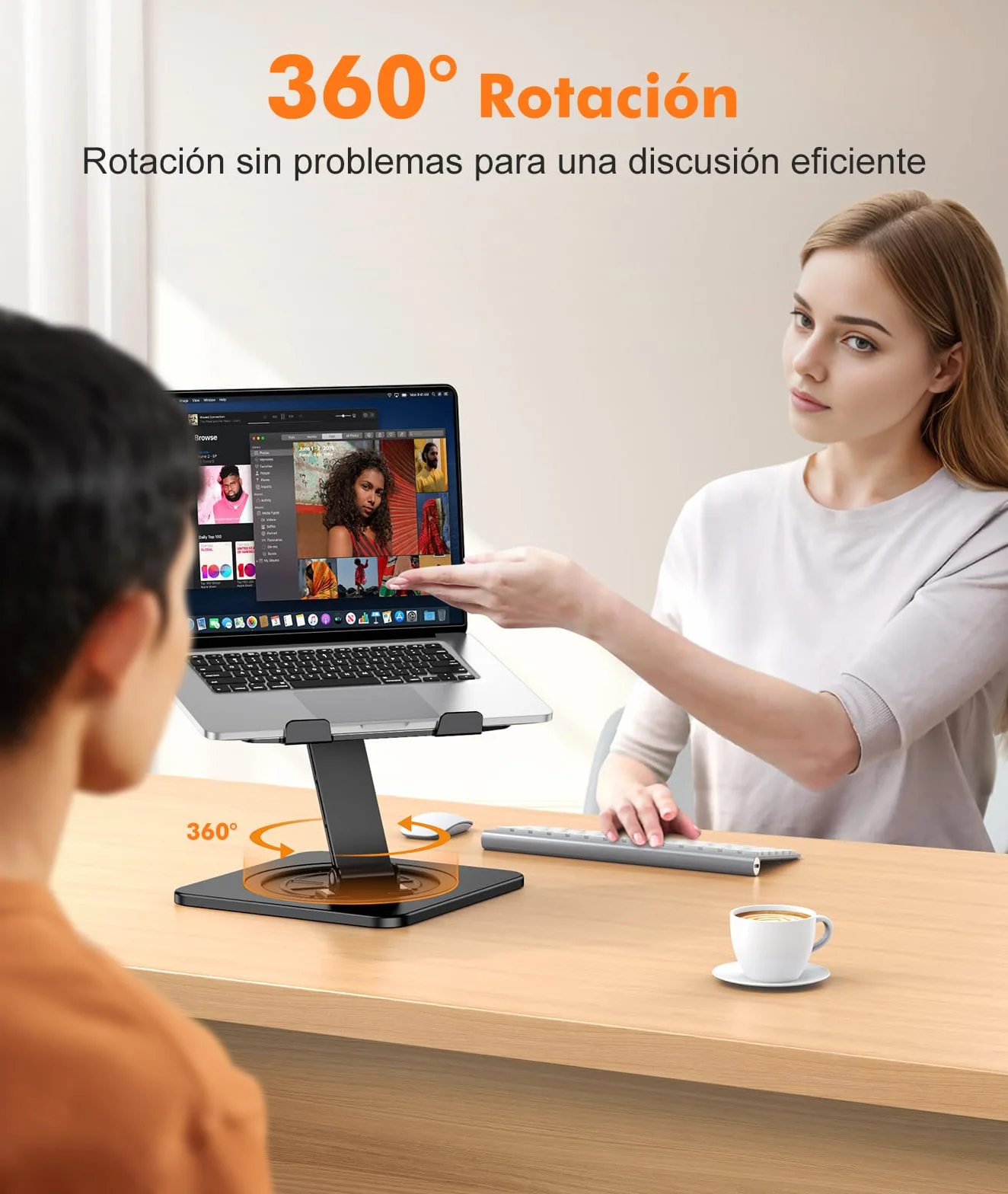 EOIWUY Soporte Portatil Escritorio, [360° Giratoria Base] Elevador Portatil de Aleación Aluminio, Ergonómica & Plegable Laptop Stand para Trabajo en Equipo Compatible con MacBook Pro/Air, HP (10-16")