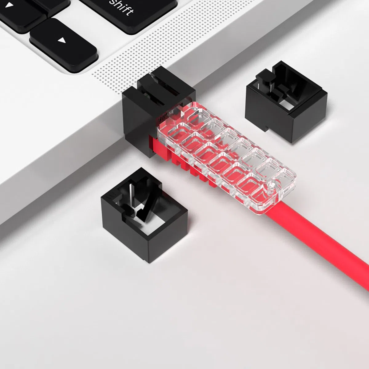 20 bloqueadores de puertos de red RJ45 y cubierta antipolvo con 1 llave, bloqueo de puerto de red, protector de puerto Ethernet, bloqueo de cable LAN para bloquear cables Ethernet, para oficinas y
