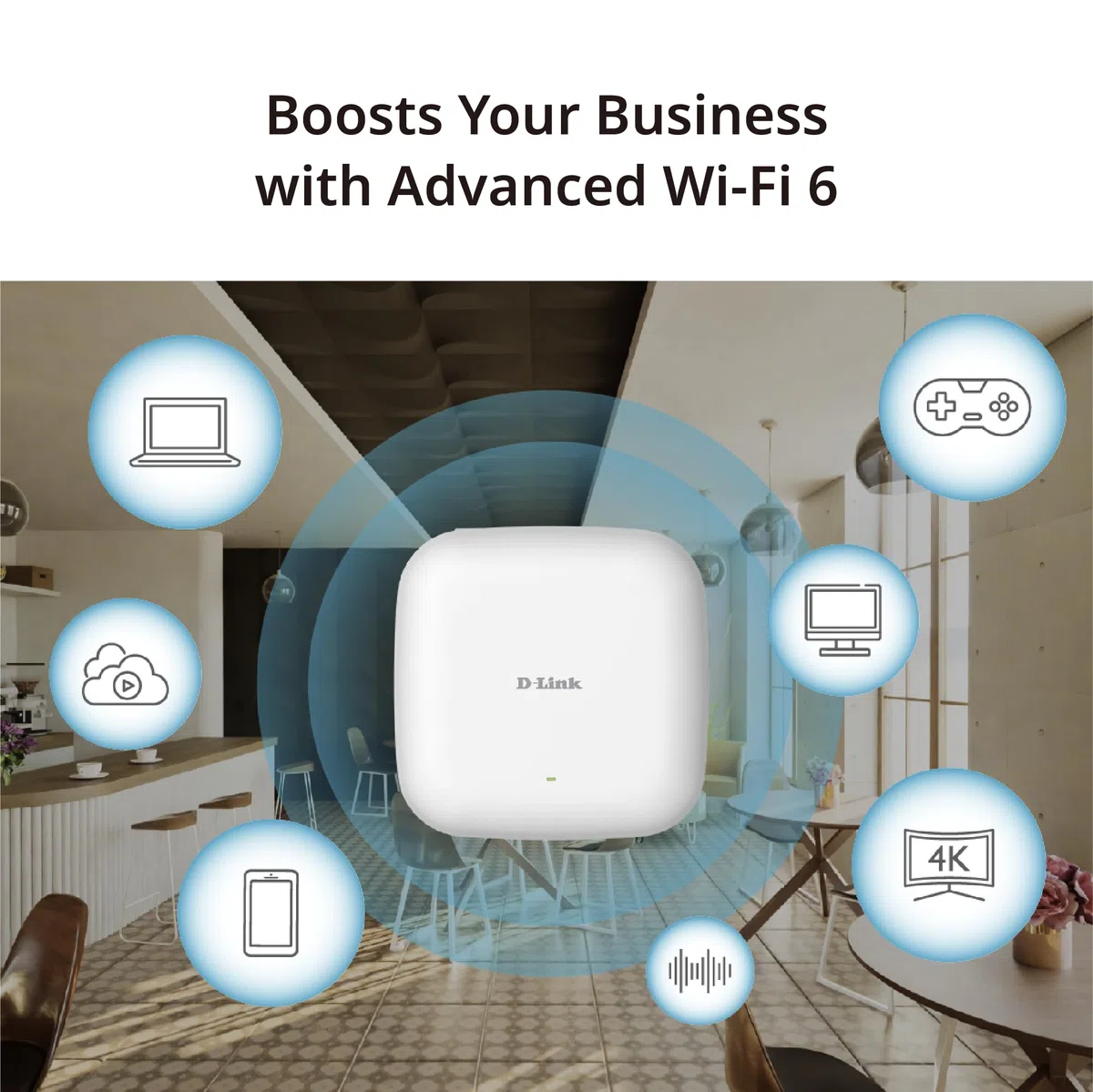 D-Link DBR-X3000-AP AX3000 Wi-Fi 6 Smart Access Point – Doble Banda 574+2402 Mbps, PoE, MU-MIMO, Seguridad WPA3, Gestión Centralizada, Portal Cautivo, Punto de Acceso Wi-Fi Profesional