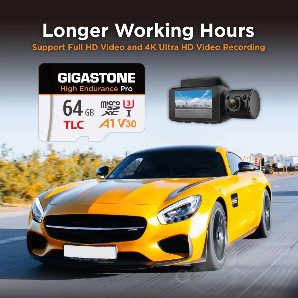 【5 años de recuperación de Datos Gratuita】【Dash CAM】 GIGASTONE Tarjeta Micro SD 64GB, TLC High Endurance Pro, hasta 95 MB/s, Compatible con REDTIGER VIOFO VANTRUE PRUVEEO, MicroSDXC UHS-I A1 V30 U3