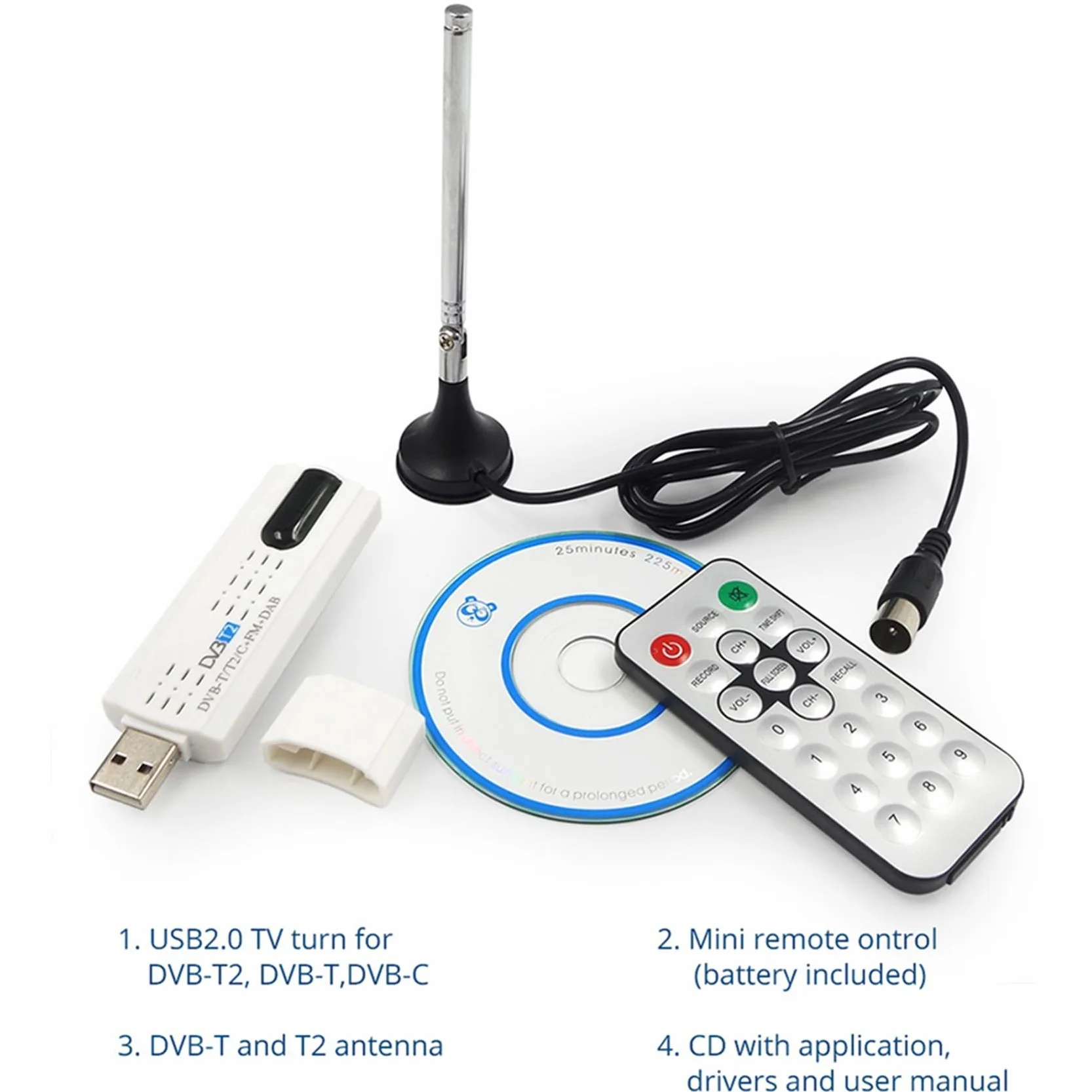 USB 2.0 digital DVB-T / T2 SDR + FM HDTV TV receptor sintonizador, 159005