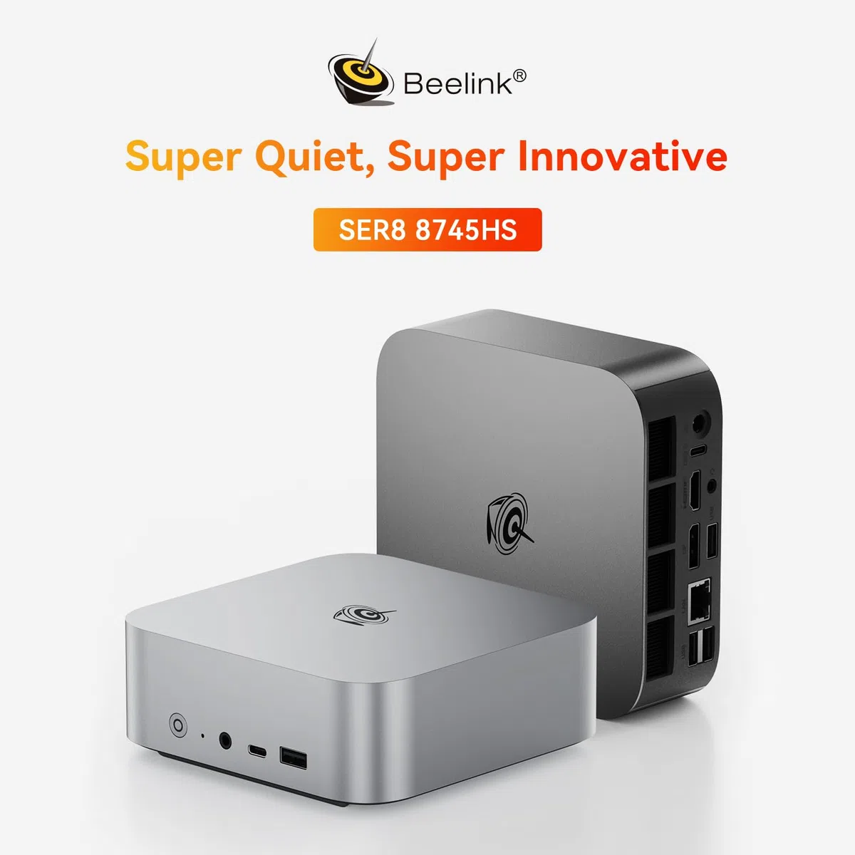 Beelink Mini PC SER8, AMD Ryzen 7 8745HS (8C/16T, hasta 4,9 GHz), 32 GB de RAM DDR5, SSD M.2 PCIe 4.0 de 512 GB,Triple Pantalla 4K, USB 4,0, HDMI 2.1, DP 1.4, BT 5.2, WiFi 6, LAN de 2,5 G