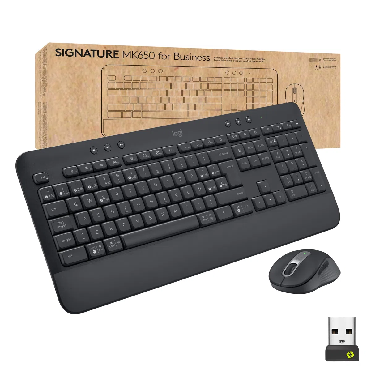 Logitech Signature MK650 Combo para Business, ratón y teclado inalámbricos, Logi Bolt, Bluetooth, QWERTY Español - Negro