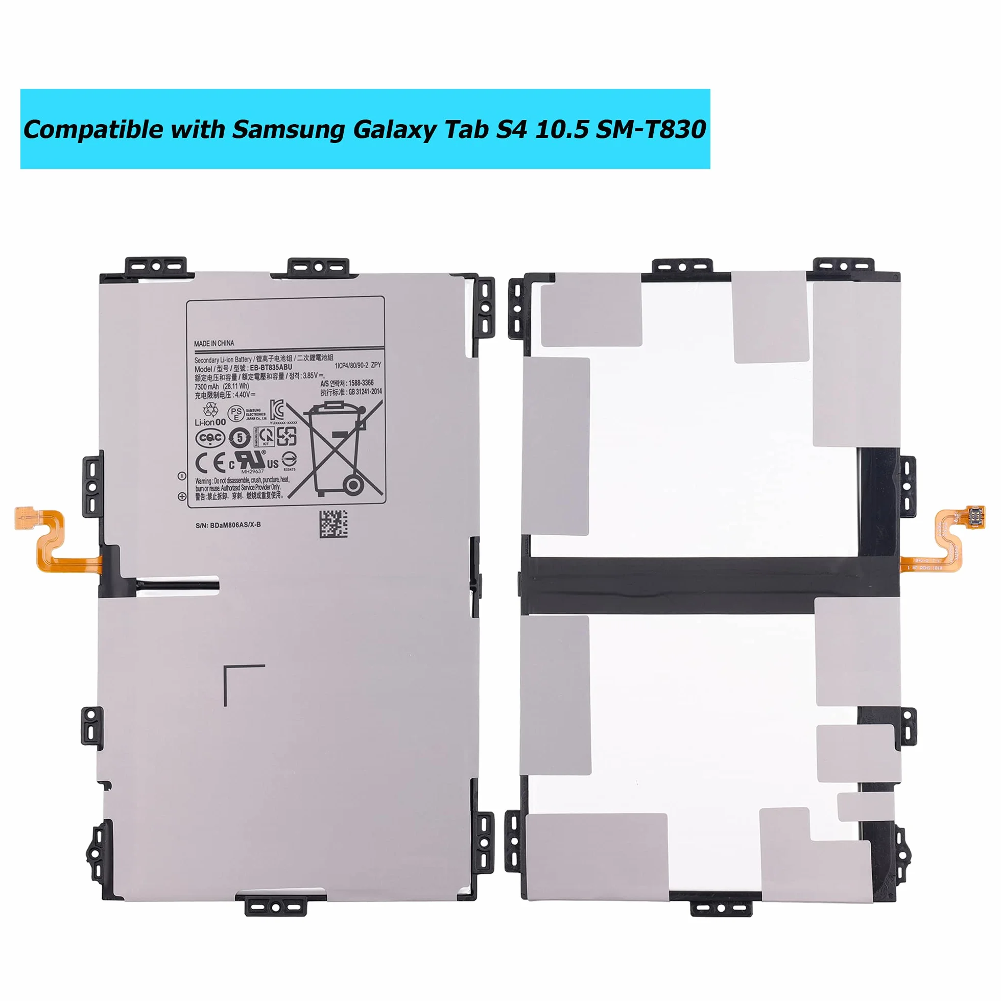 Batería EB-BT835ABU para Samsung Galaxy Tab S4 10.5 SM-T830 T835 Series con kit de herramientas