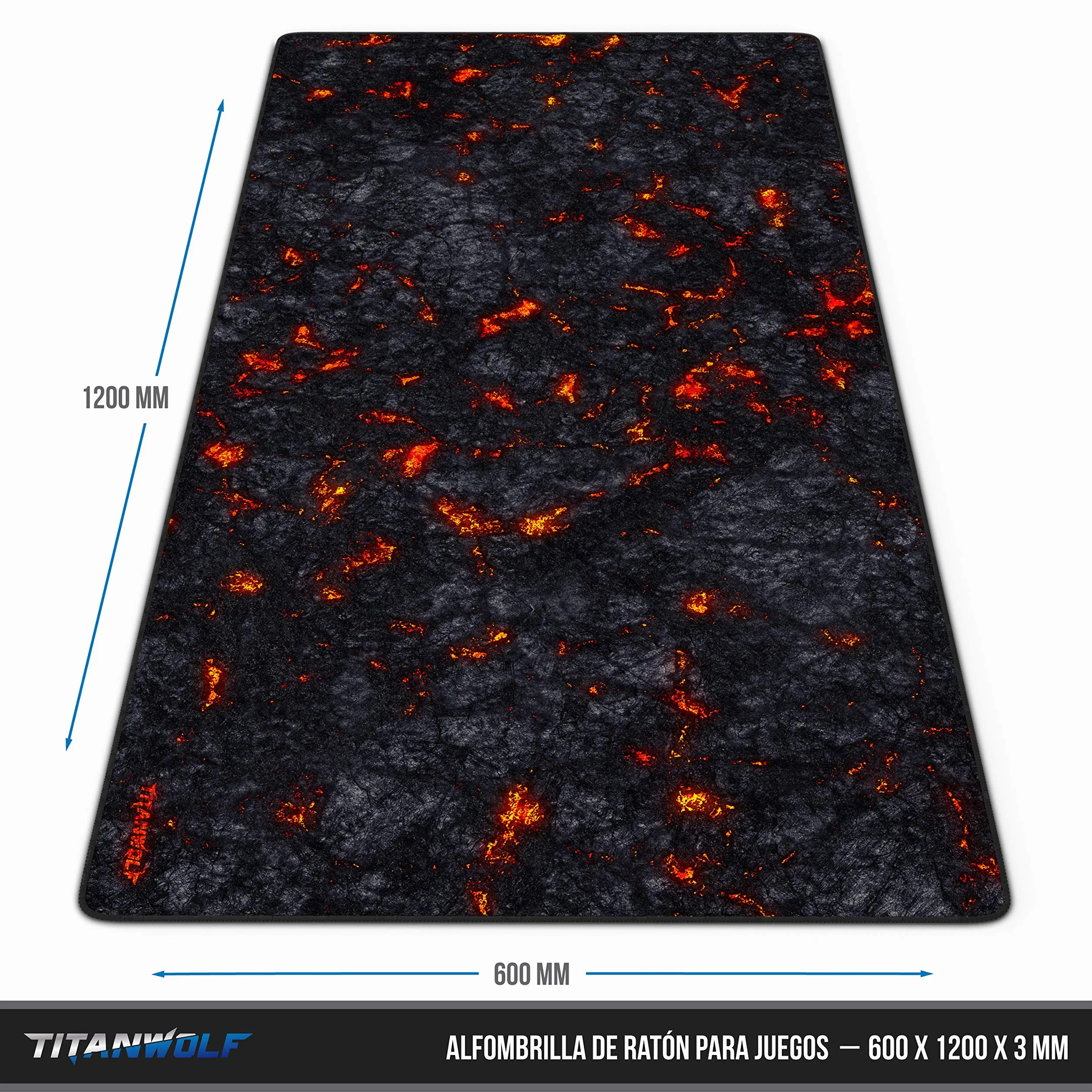 TITANWOLF - Alfombrilla de Ratón de Gran Tamaño 1200x600mm - Mouse Pad Gaming XXXL – para Precisión y Velocidad en Juegos - Antideslizante - Superficie de Tejido - para Ratón y Teclado