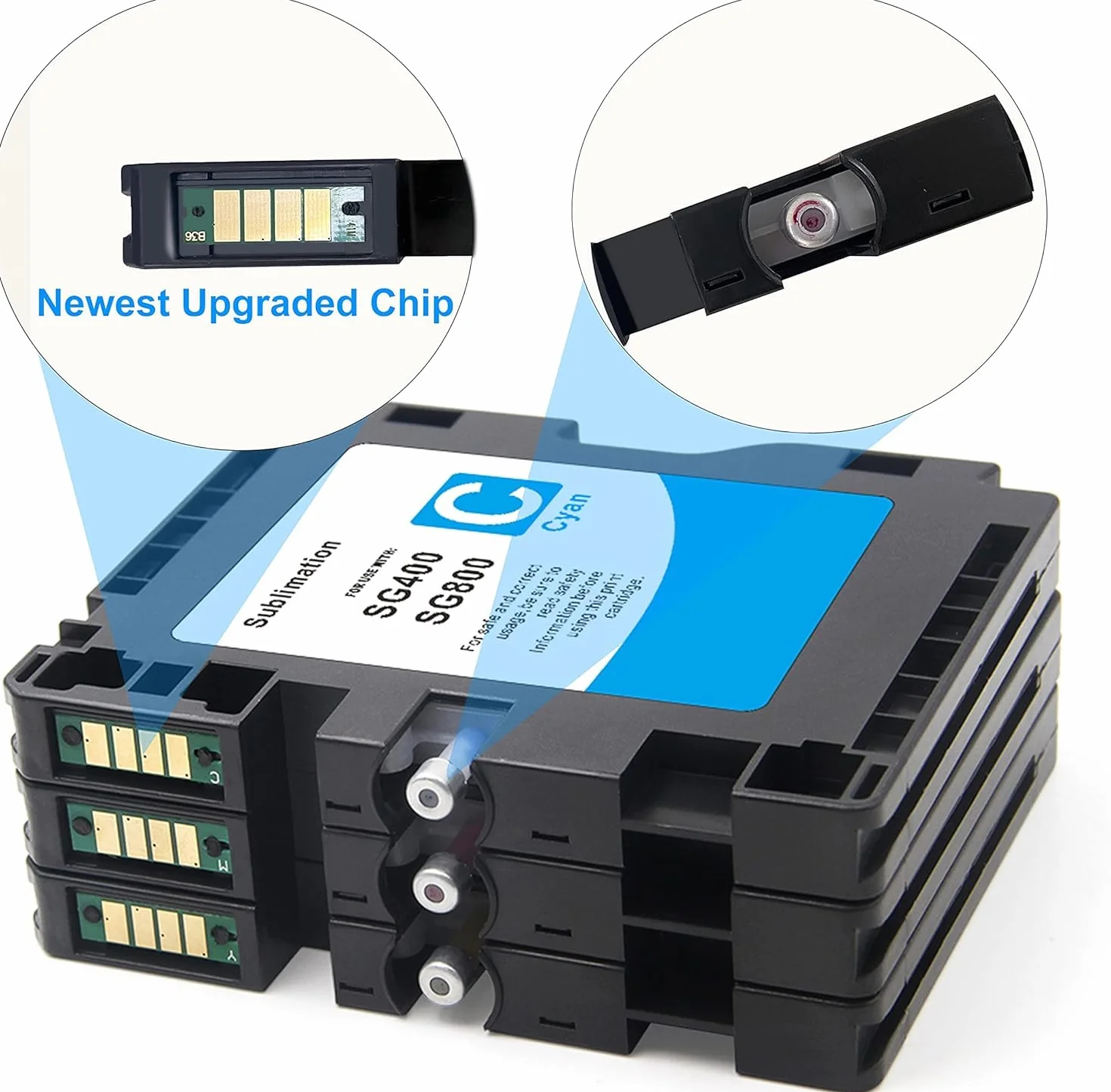Aomya Paquete de 4 Cartuchos de Tinta de sublimación SG400 SG800 para Transferencia de Calor Compatible con SG3100 3100SNW 3110DN 3110DNW 3100FNW 7100DN 2100N 2010L