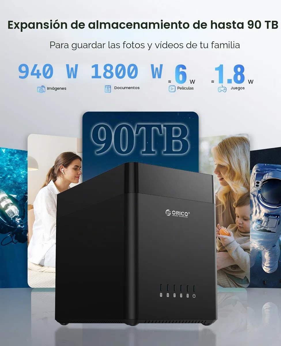 ORICO 5 Bahias Docking Station Type C Carcasa magnética de Disco Duro de 3,5" para el Disco Duro Externo SATA SATA3.0 5x18TB con Adaptador 12V6.5A Compatible con Windows/Mac