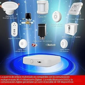 MOES Tuya ZigBee y BLE Multimodo Smart Home Gateway WiFi Mesh Hub, Funciona con Productos Tuya ZigBee o BLE Smart Home, Control de voz a través de Alexa Google Home