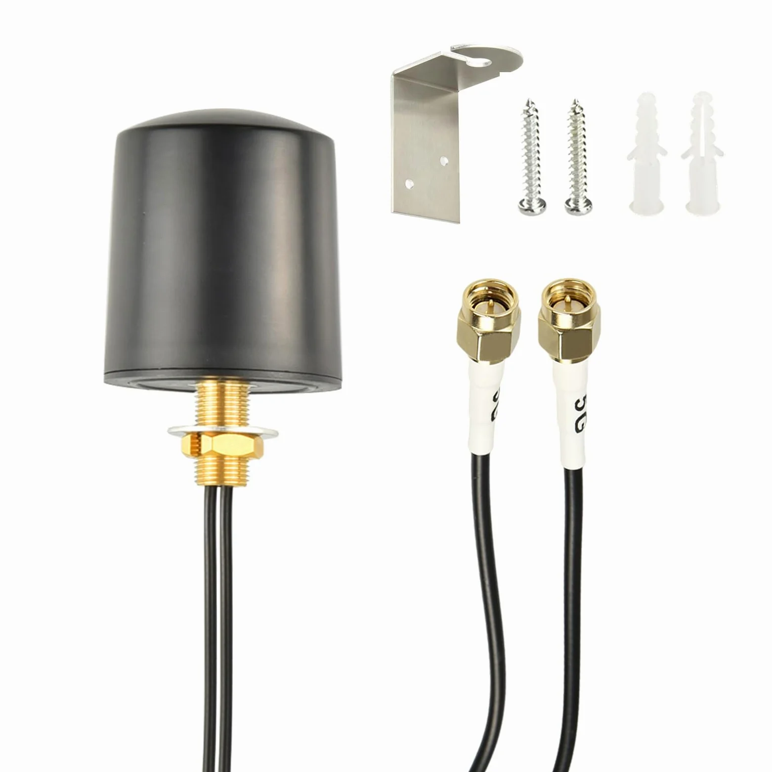 Antena exterior 4G 5G LTE de 600 – 6000 MHz MIMO 5G LTE antena externa omnidireccional 5 dBi con conector SMA dual de 5 m de baja pérdida BMR100 cable coaxial para enrutadores 4G/5G, WiFi, IoT
