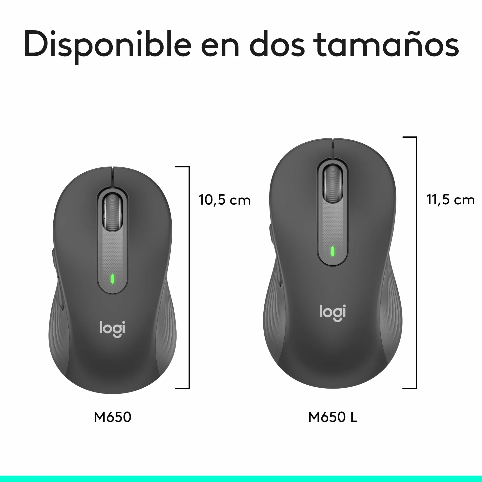 Logitech Signature M650 L ratón inalámbrico de tamaño Normal - para Manos Grandes, 2 años de Pila, clics silenciosos, Botones Personalizables, Bluetooth, PC/Mac/multidispositivo/Chromebook - Grafito