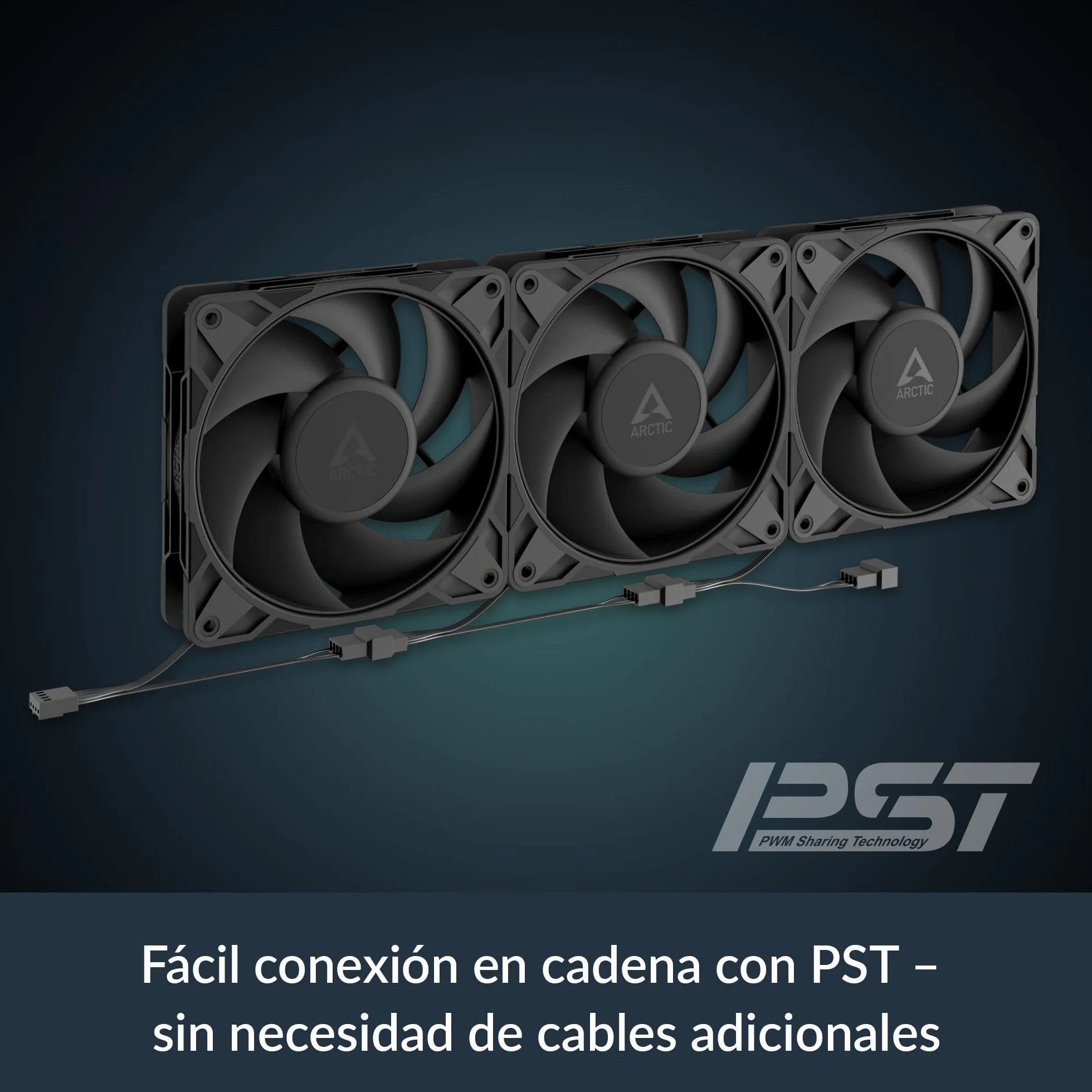 ARCTIC P12 Pro PST (5 Piezas) - Potente Ventilador de Caja PC Premium, Case Fan PWM de 120 mm con Divisor de Cable en Y, 600–3000 rpm, 0 rpm <5% PWM, Rodamiento fluidodinámico, 4 Pines - Negro