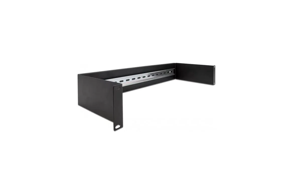 Delock Panel de Carril DIN de 19 Pulgadas, 2 UE, Color Negro