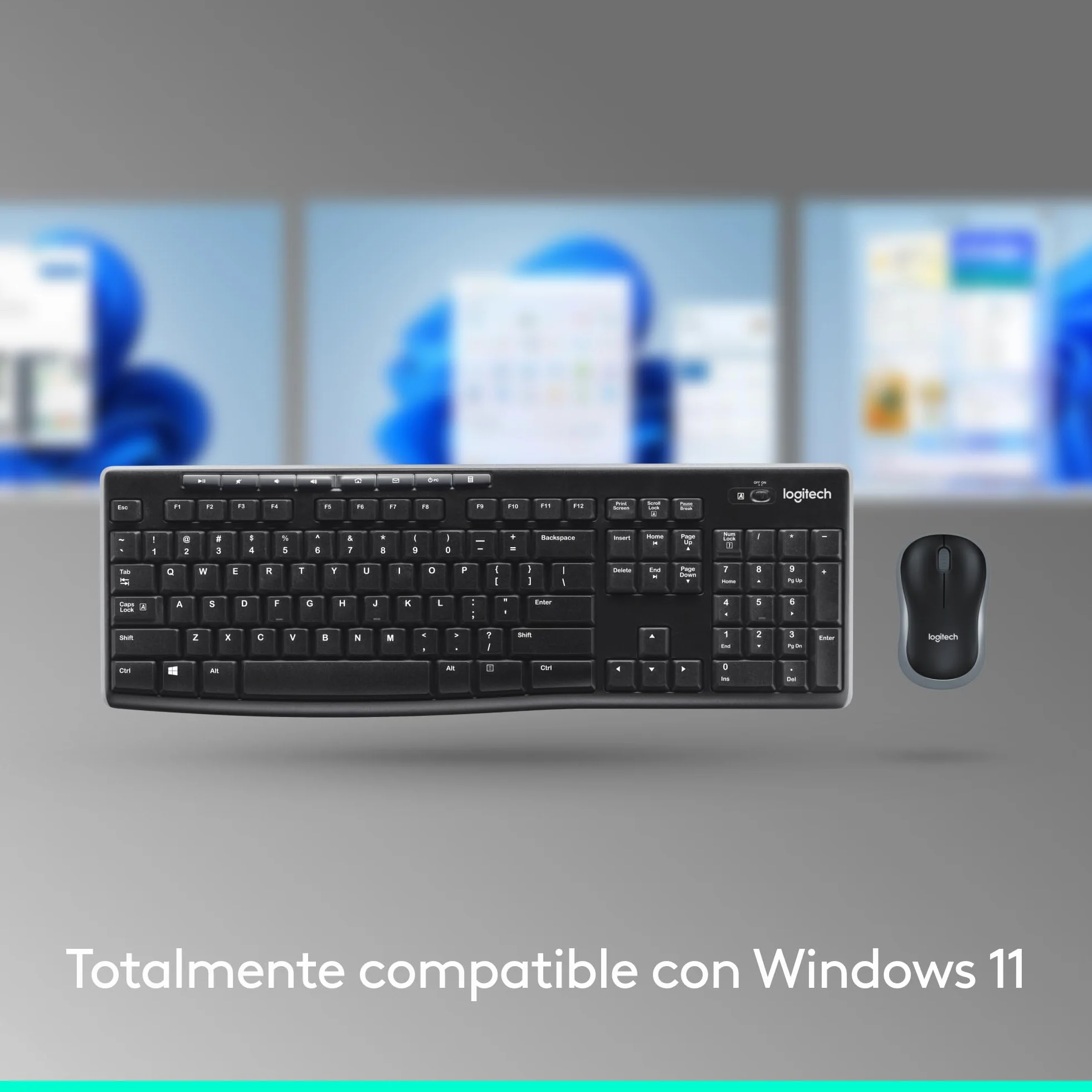 Logitech MK270 Combo Teclado y Ratón Inalámbrico para Windows, 2,4GHz Inalámbrico, Ratón Compacto, 8 Teclas Multimedia y de Acceso Directo, 2 años de batería, PC, PC Portátil, QWERTY Español - Negro