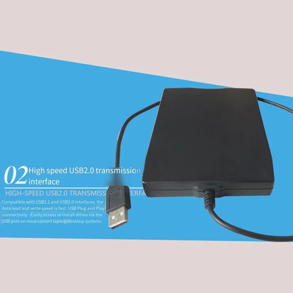 Unidad de Disquete USB 2.0 Lector de Disquete Externo Portátil de 3,5 Pulgadas Diseño Liviano y Ultradelgado para PC Portátil