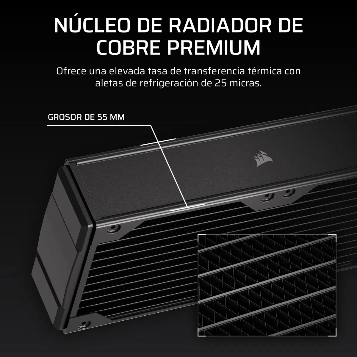 CORSAIR Hydro X Series XR7 360mm V2 Radiador de Refrigeración Líquida – Compatible con iCUE Link – 3 Soportes de Ventilador de 120 mm – Placas de protección de Tornillo – Roscas G1/4" – Negro