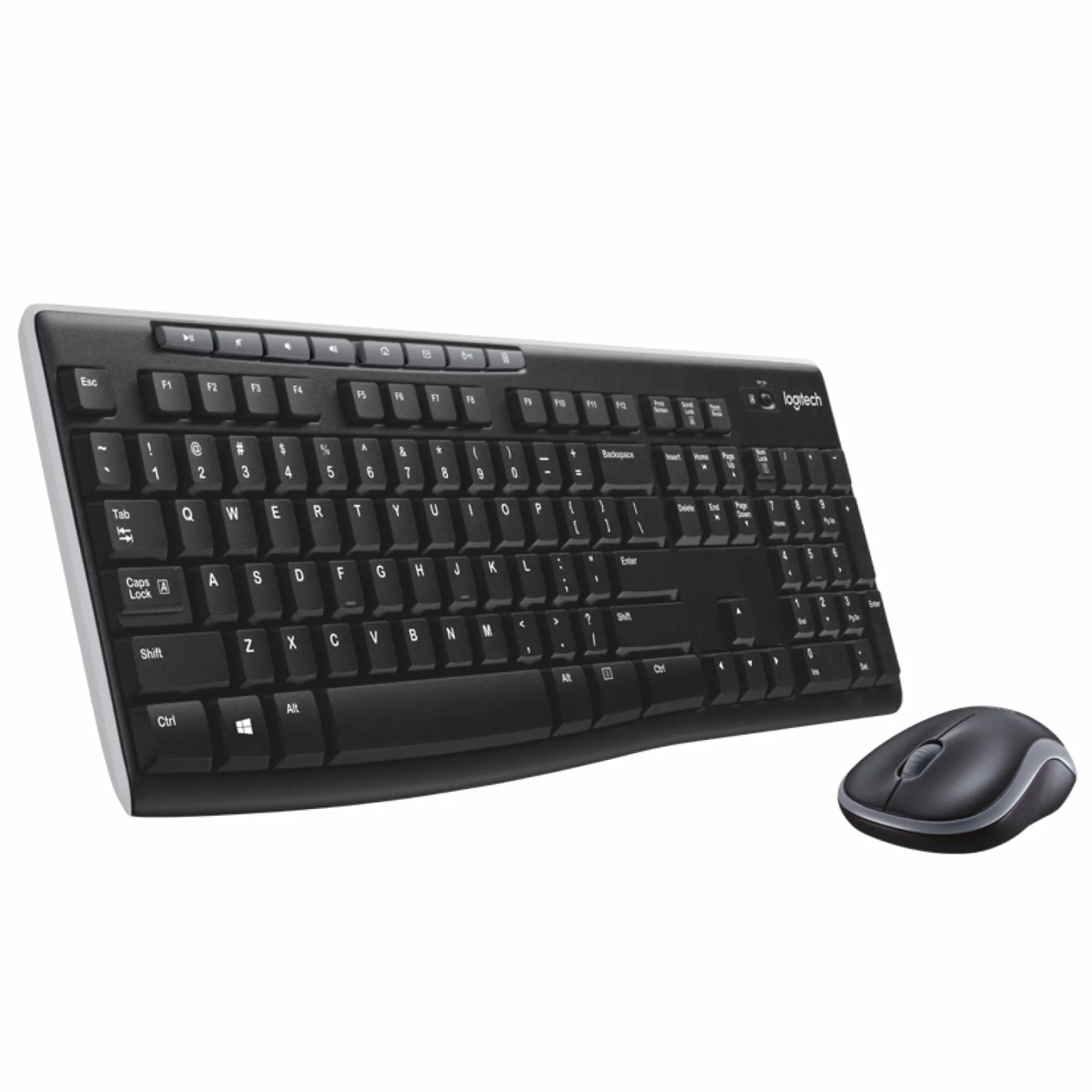 Logitech MK270 Combo Teclado y Ratón Inalámbrico para Windows, 2,4GHz Inalámbrico, Ratón Compacto, 8 Teclas Multimedia y de Acceso Directo, 2 años de batería, PC, PC Portátil, QWERTY Español - Negro