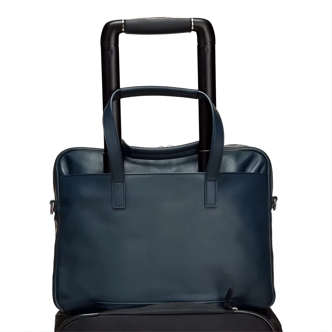 KNOMO Hanover Maletín para Laptop 14 Pulgadas Bolsa de Trabajo Delgada Correa Desmontable Azul Marino