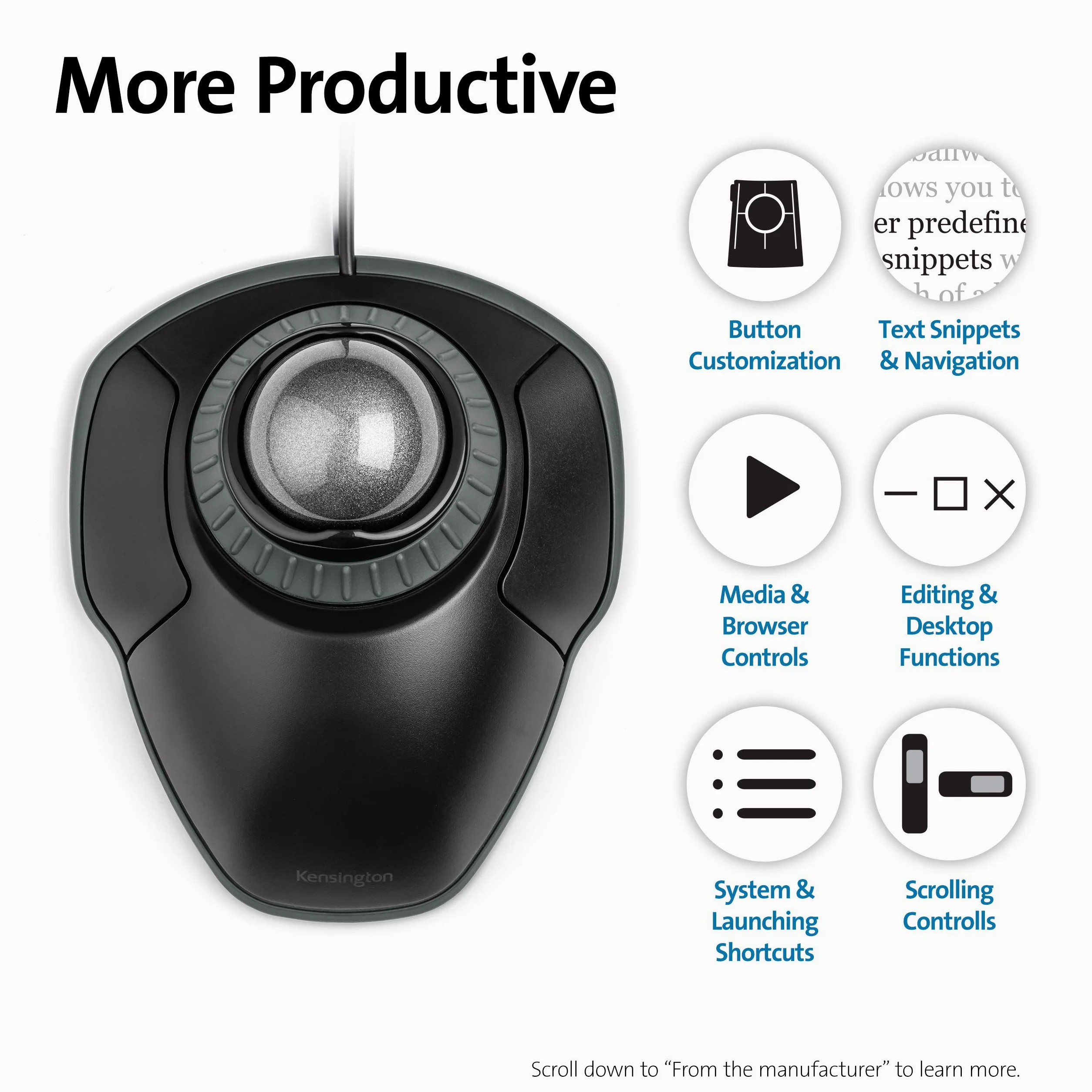 Kensington Ratón Orbit Trackball con Anillo de Desplazamiento (K75327WW)