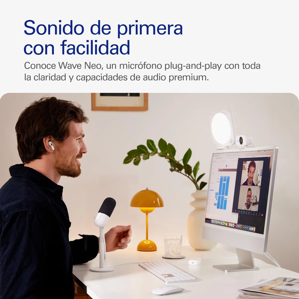 Elgato Wave Neo – Micrófono Condensador USB, Tocar para silenciar, para Jugar, Streaming, reuniones, Grabar Voz, Teams/Zoom/OBS/Twitch/Youtube etc., Plug-n-Play, para portátil, PC, Mac, iPad, iPhone