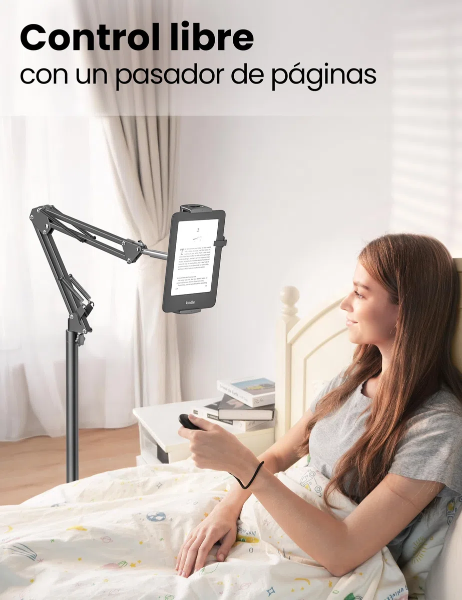 VOLTIFYMAX Soporte de pie para tablet con volteador de página Kindle, soporte ajustable para tablet para accesorios Kindle, iPad/Mini/Pro Phone, Samsung Galaxy, regalo para lectores electrónicos