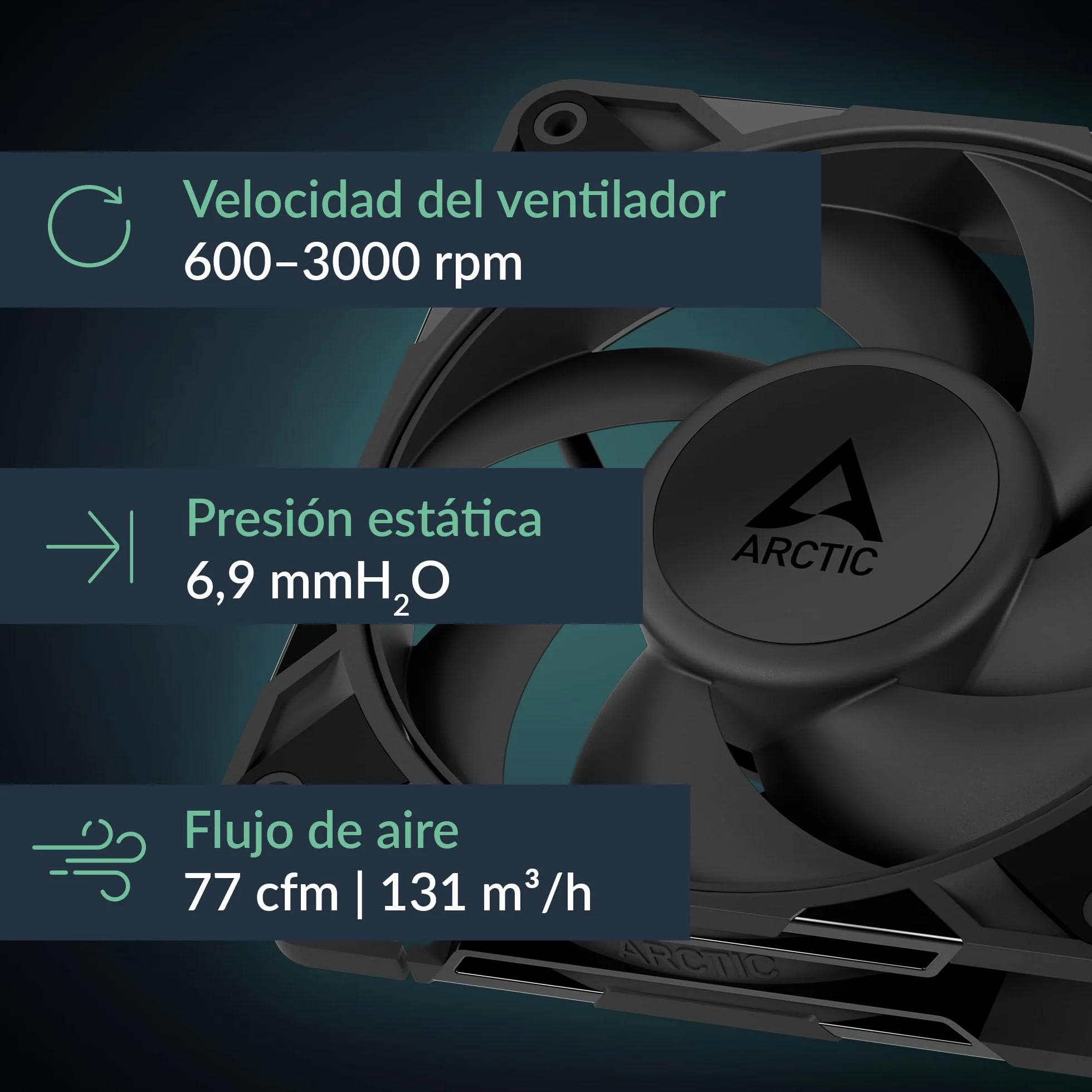 ARCTIC P12 Pro PST (5 Piezas) - Potente Ventilador de Caja PC Premium, Case Fan PWM de 120 mm con Divisor de Cable en Y, 600–3000 rpm, 0 rpm <5% PWM, Rodamiento fluidodinámico, 4 Pines - Negro