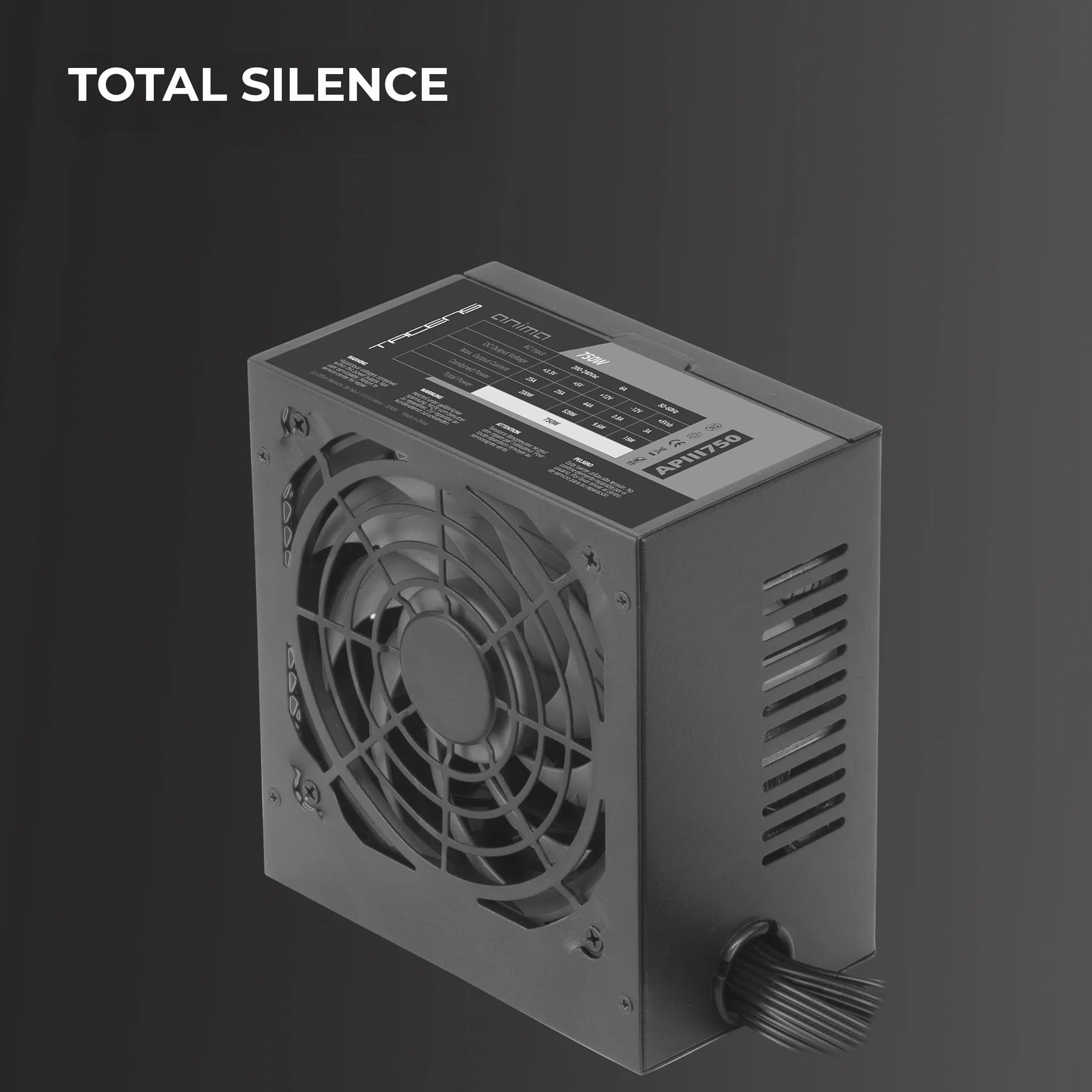 TACENS Anima APIII750, Fuente Alimentación PC ATX 750W, Tecnología SMD y DC-DC, 85% Eficiencia 12V, Ventilador Ultra-silencioso 12cm, Cables Planos Extralargos, Negro