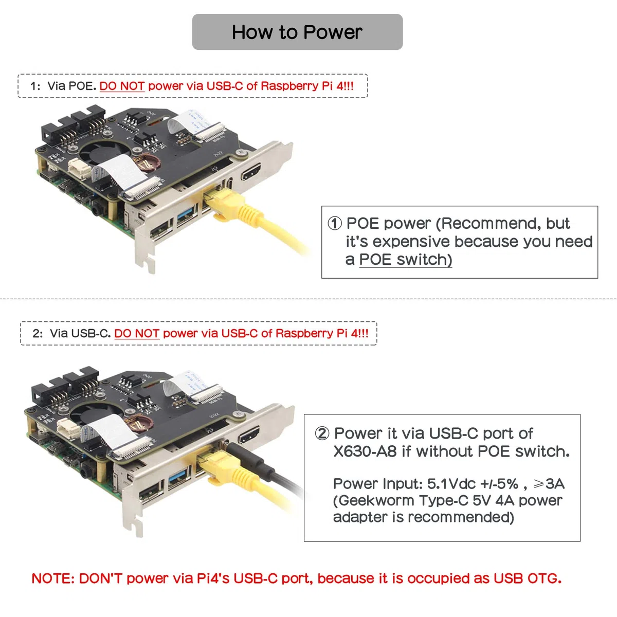 Geekworm KVM-A8 PCIe versión para Raspberry Pi 4 Model B KVM Over IP (Not Including Raspberry Pi 4)
