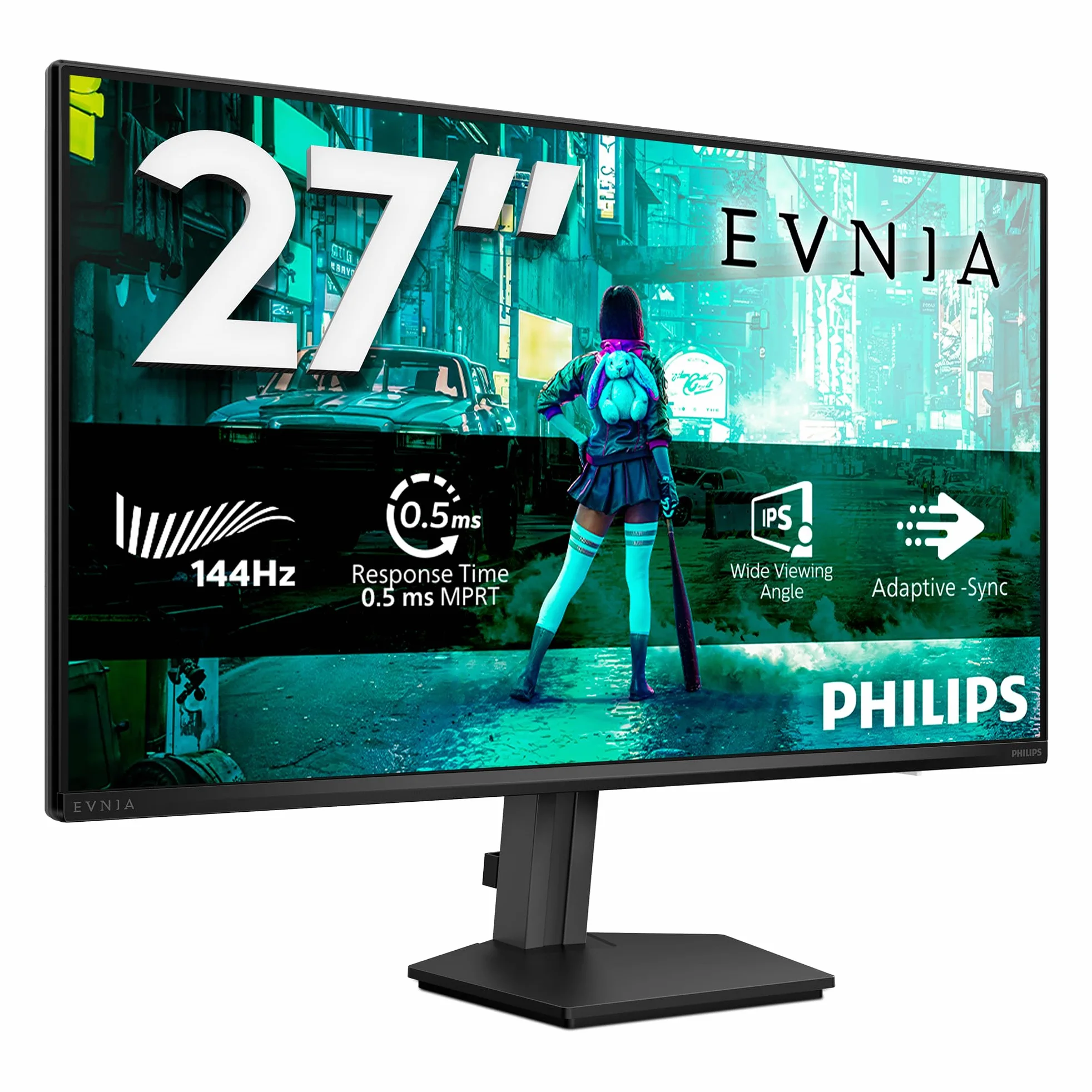 Philips Monitor 27M2N3200NF FHD de 27 Pulgadas, 144 Hz, IPS, sincronización adaptativa, 1 ms MPRT, G-Sync Comp., HDR10, (1920 x 1080, HDMI 2.0, DP 1.4) Negro