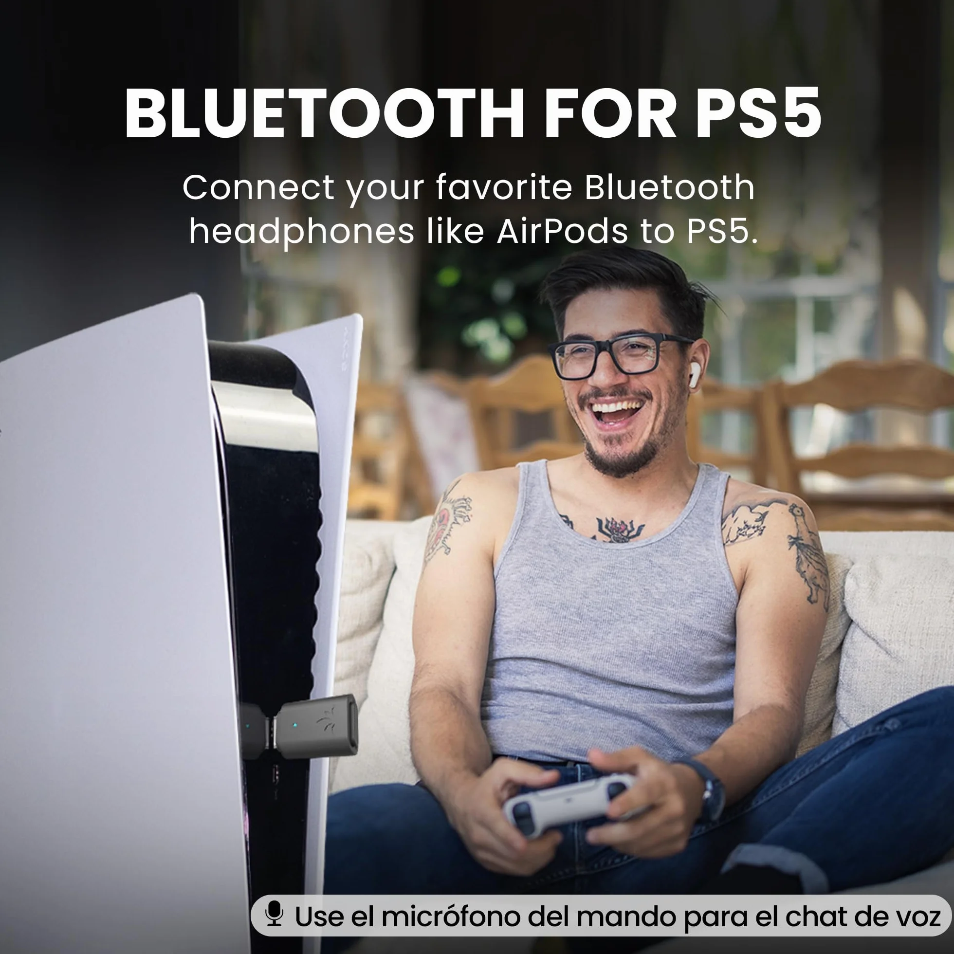 Avantree C81-Gaming – Adaptador de Audio USB-C Bluetooth 5.3 para PS5, Chip Qualcomm, aptX Adaptive & HD, Sonido Premium, Compatible con AirPods, Auriculares Bose y más