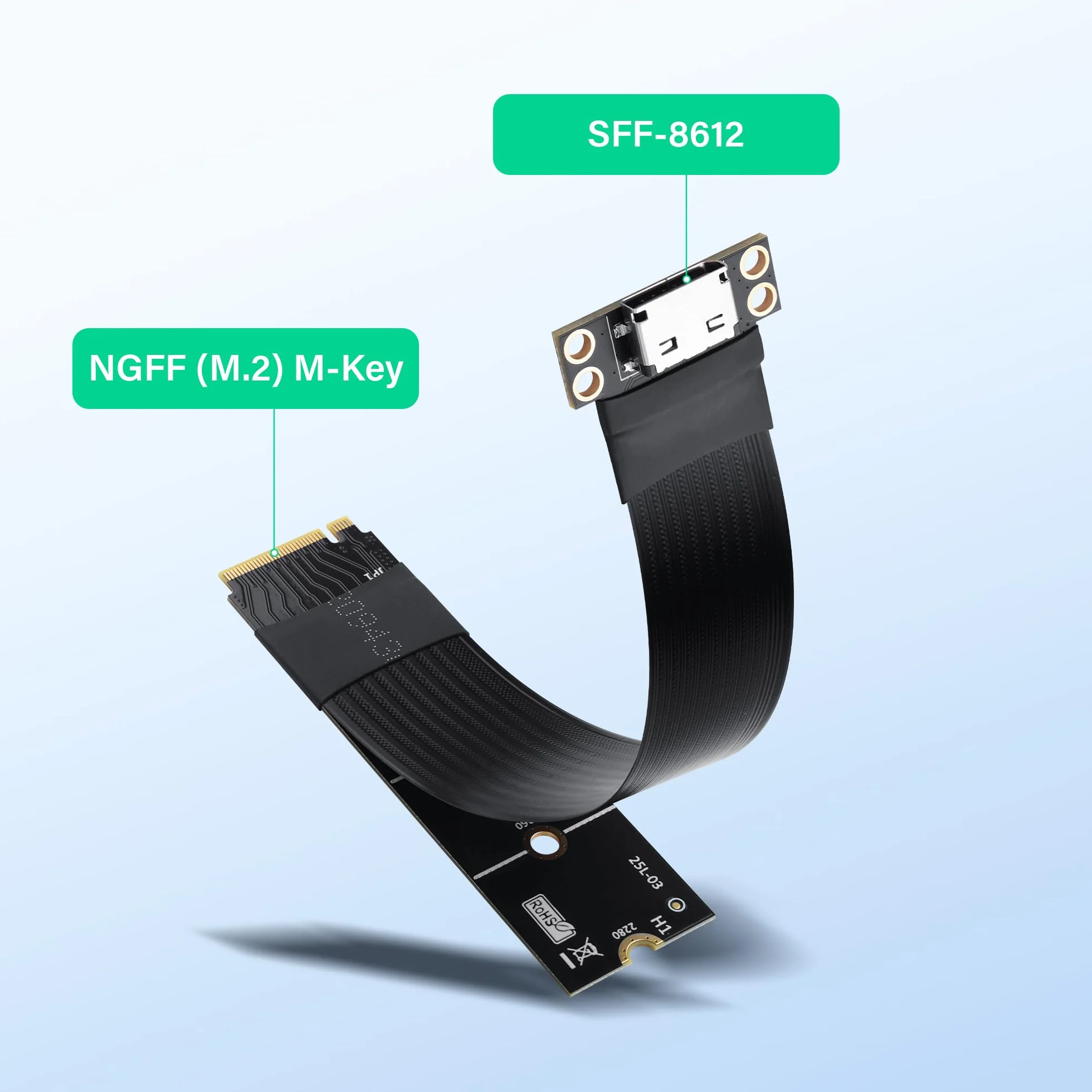 SinLoon Cable host M.2 M-Key PCI-E4.0 2280 NGFF a Oculink SFF-8612 de 20 cm, soporte para SSD externo Oculink, eGPU
