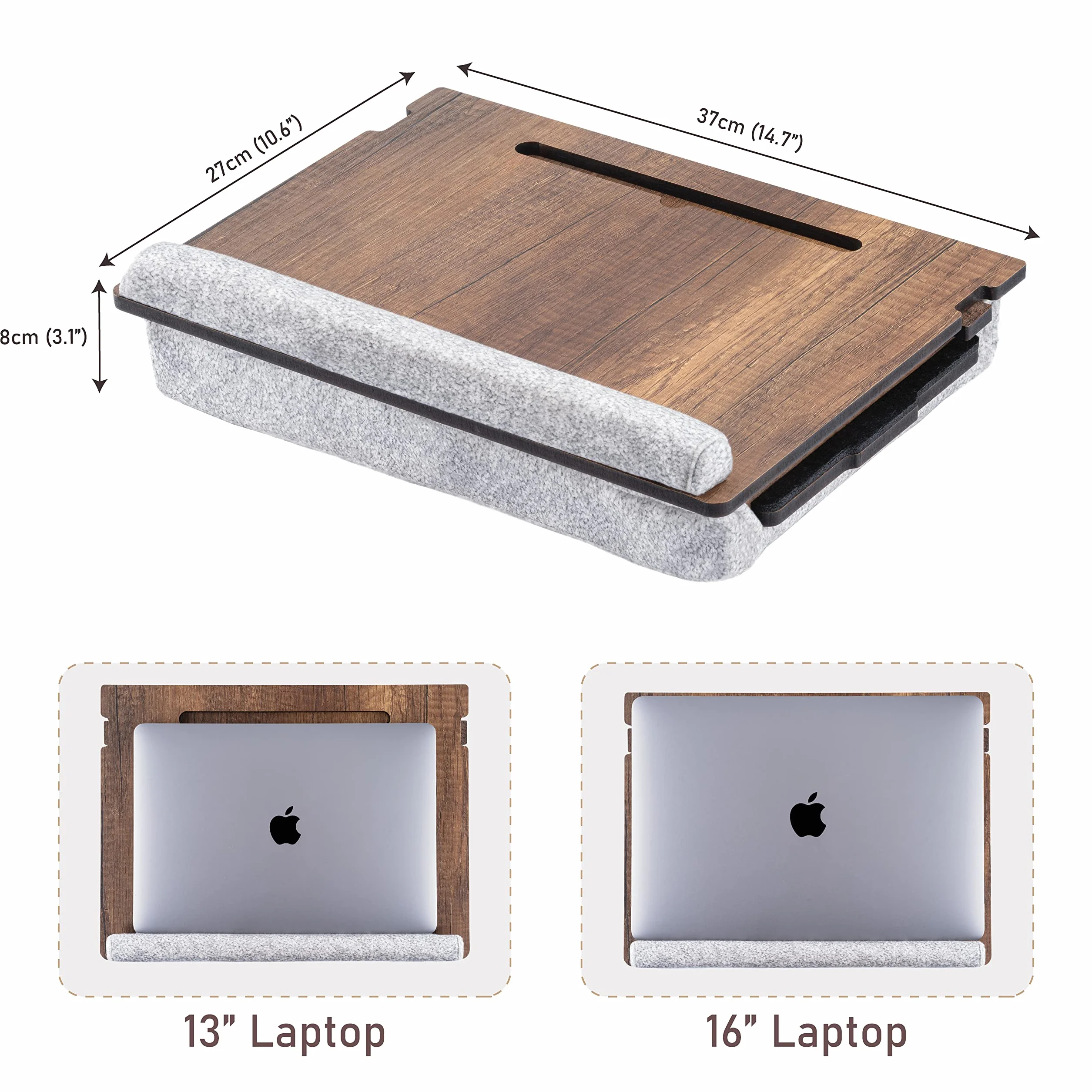 Vigo Wood Bandeja para Portátil - Ergonómica, Ajustable, y Versátil - Trabaja Cómodamente en Casa, Sofá y Cama - Mesa Portátil con Soporte y Cajón para Ratón - Ideal para Oficina en Casa