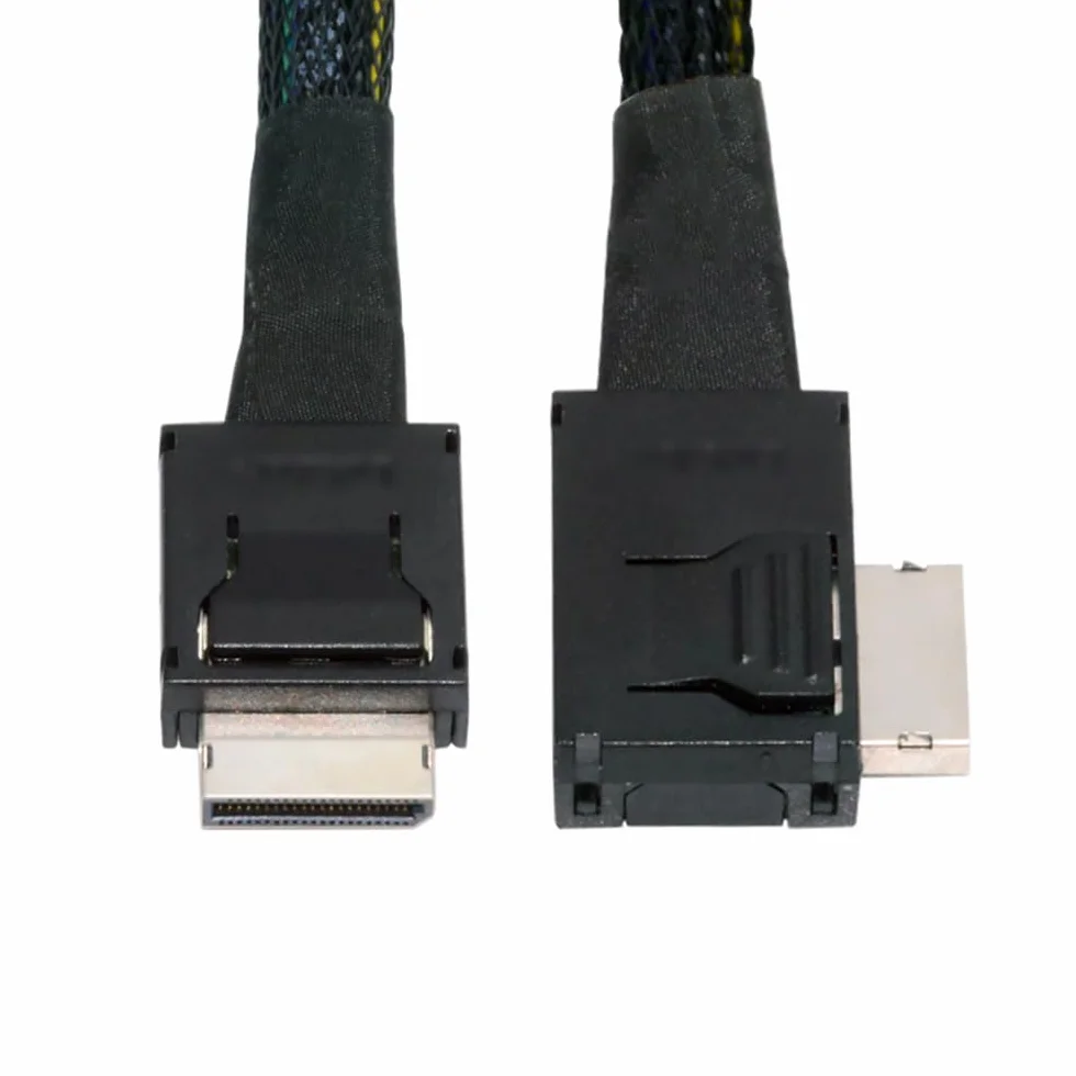xiwai Conector en ángulo izquierdo de 90 grados de doble escudo OcuLink PCIe 4.0 PCI-Express SFF-8611 4i macho a SFF-8611 macho cable activo de datos para eGPU SSD externa, 50 cm