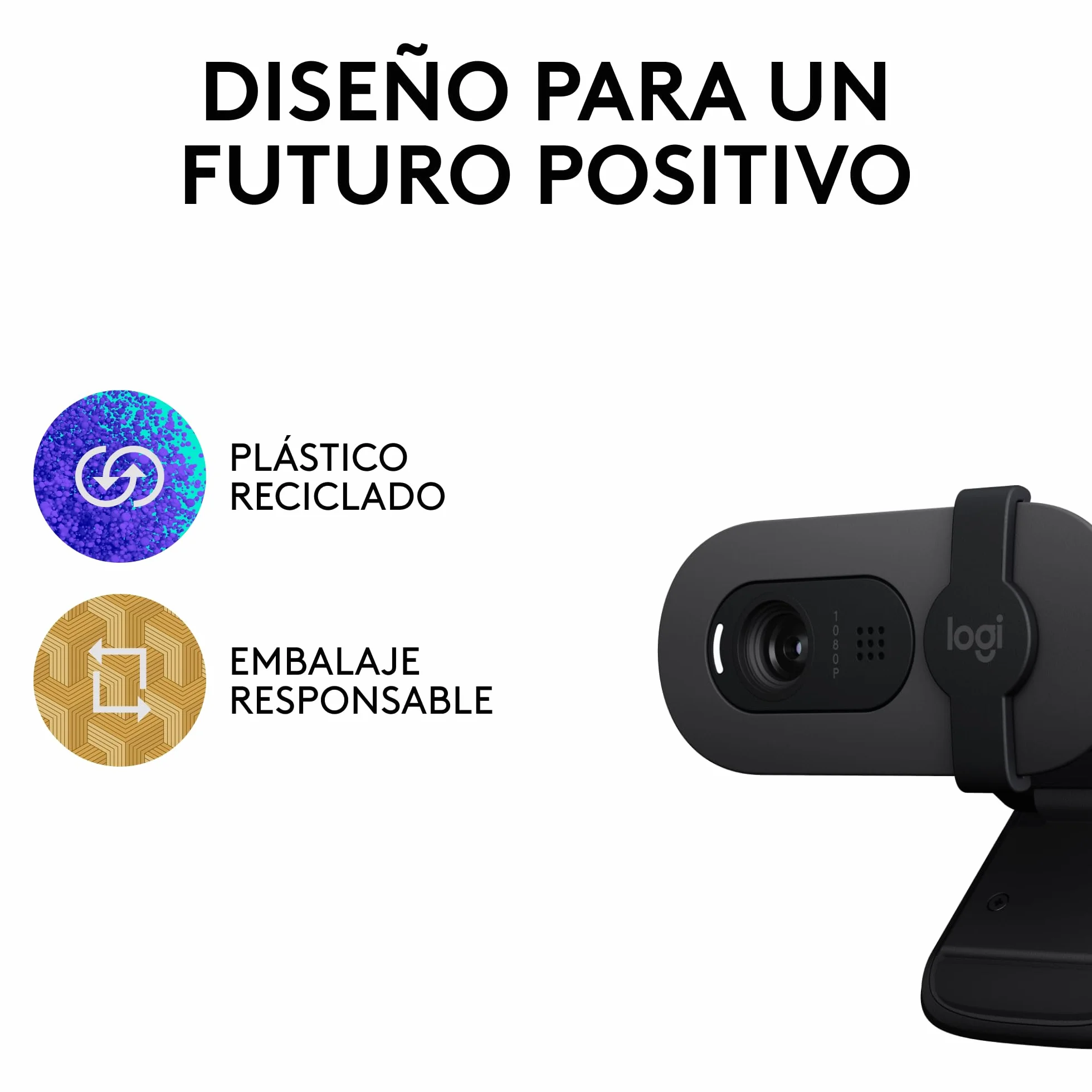 Logitech Brio 100, cámara web Full HD para reuniones y streaming, equilibrio de iluminación automático, micrófono integrado, tapa de privacidad, USB-A, Microsoft Teams, Google Meet, Zoom y más,Grafito