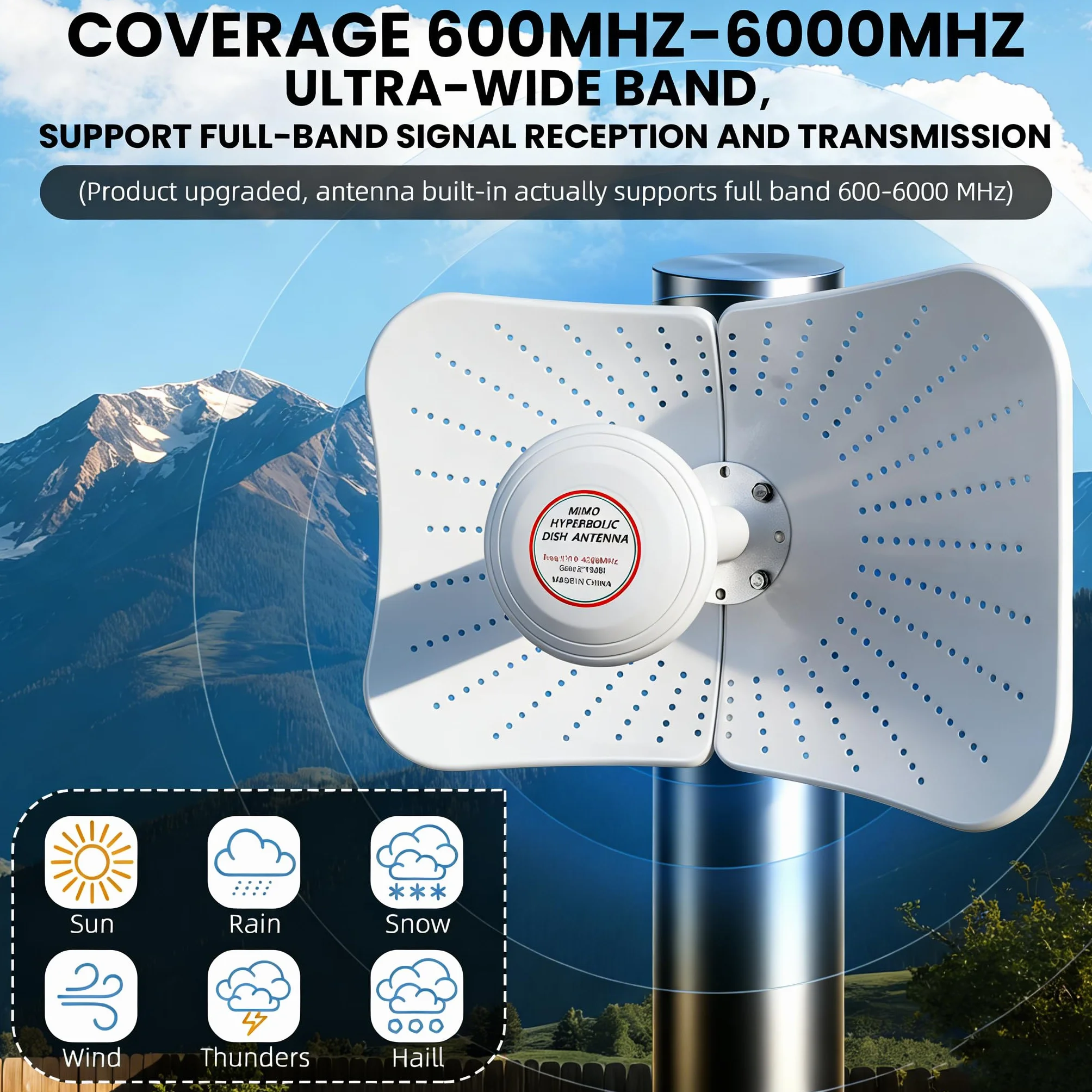 Antena 5G LTE 4G Exterior Antena Doble polarización WiFi Antenne 600-6000MHz, Ganancia hasta 12 dBi Compatible con Router Ante-na MIMO SMA / 2 x TS9 Antenne, Cable de Baja Perdida 10 Metros