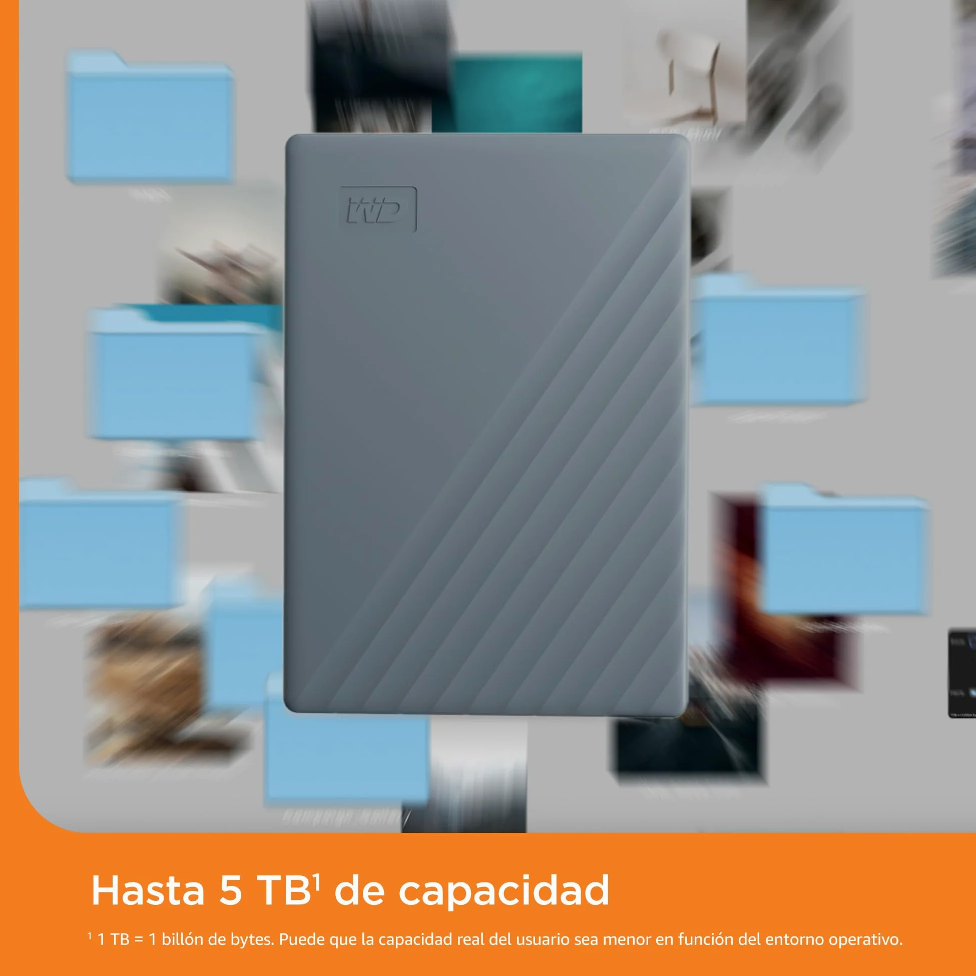 WD 4TB My Passport Compatible con USB-C, Disco Duro Externo Portátil, USB 3.2 Gen 1/USB 3.0, Copia de seguridad y protección con contraseña, Formateado para Windows, ChromeOS y MacOS, Gris