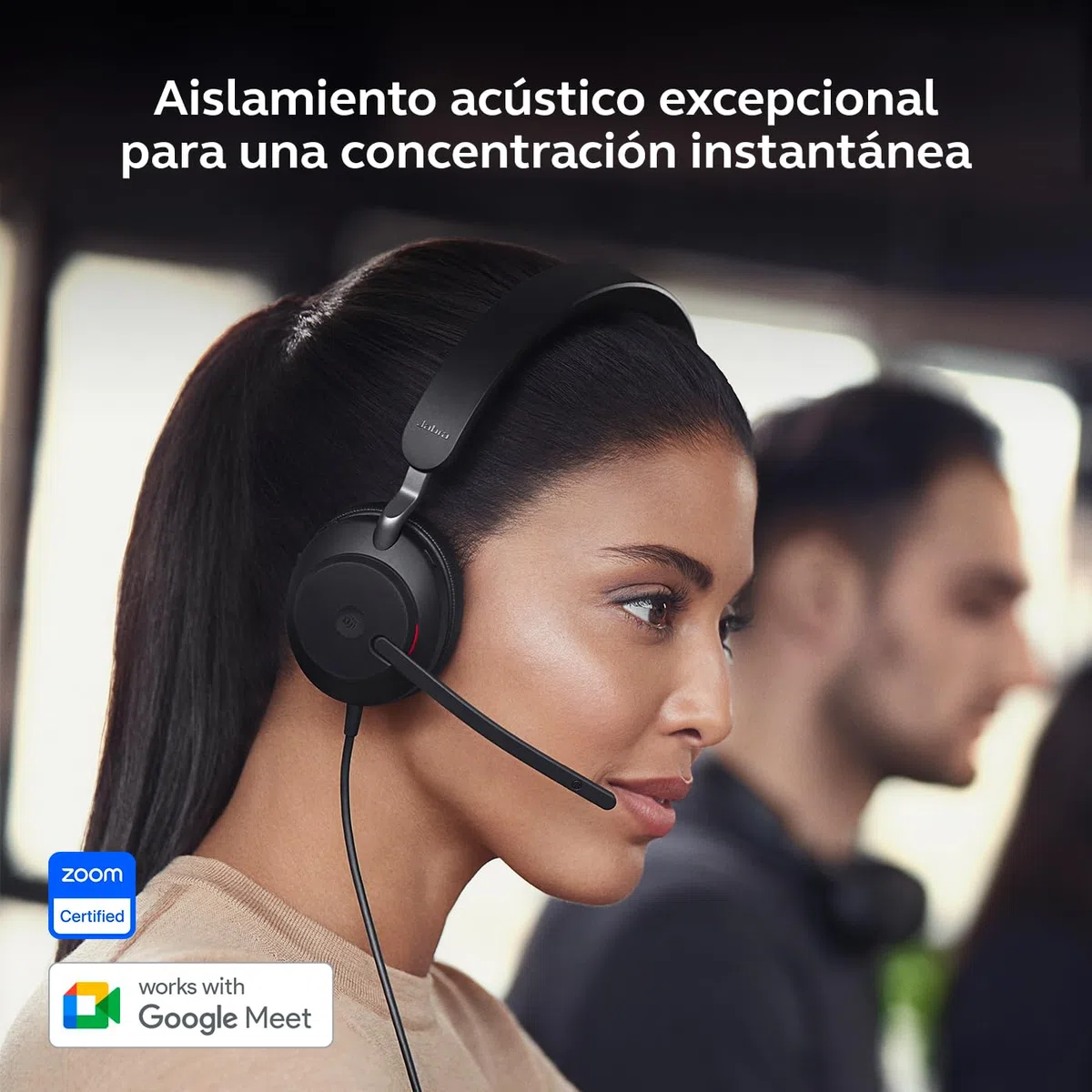 Jabra Evolve2 40 SE - Auriculares con Cable con cancelación de Ruido, tecnología de 3 micrófonos y Cable USB-C, Certificado MS Teams, Compatible con Todas Las demás Plataformas, Color Negro