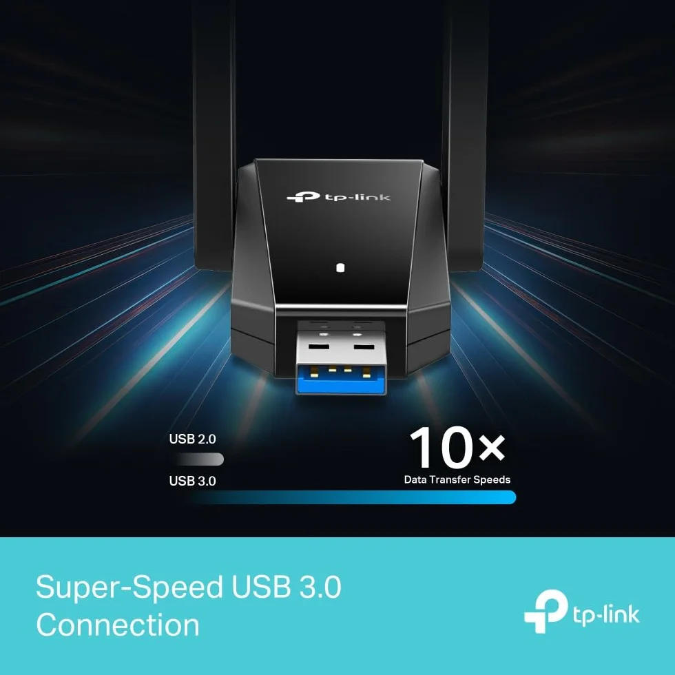 TP-Link Archer TX30U Plus WiFi 6 WiFi USB 3.0 AX1800Mbps, 2 Antenas de Alta Ganancia multidireccional, inalámbrica Dual Band 5GHz 1201Mbps + 2.4GHz 574Mbps, Compatible con Windows 11/10, MU-MIMO