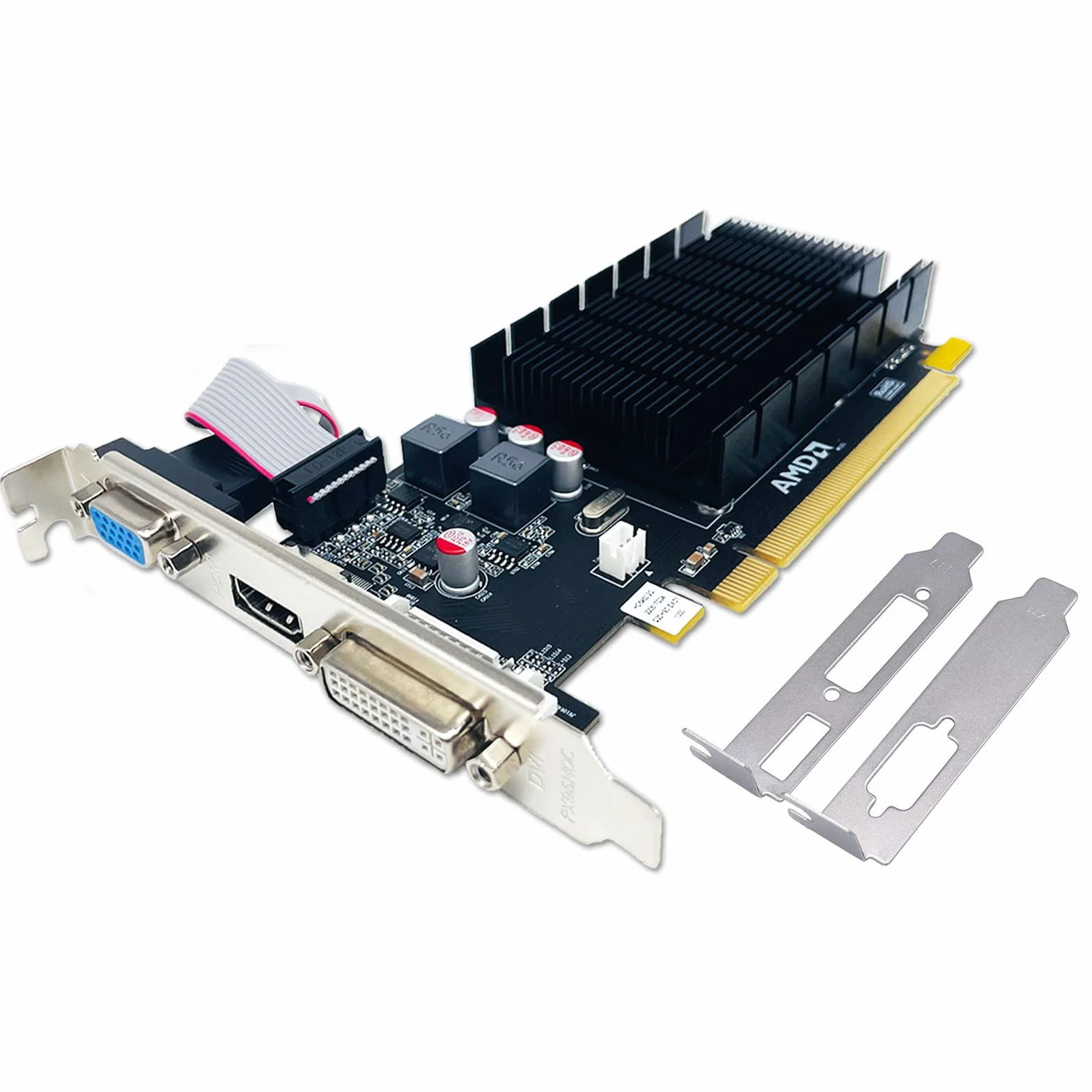 Radeon HD 5450 Tarjeta gráfica, 2 GB GDDR3 64 bits, DVI/HDMI/VGA, perfil bajo, PCI Express x16, tarjeta de video para PC, GPU, DirectX 11