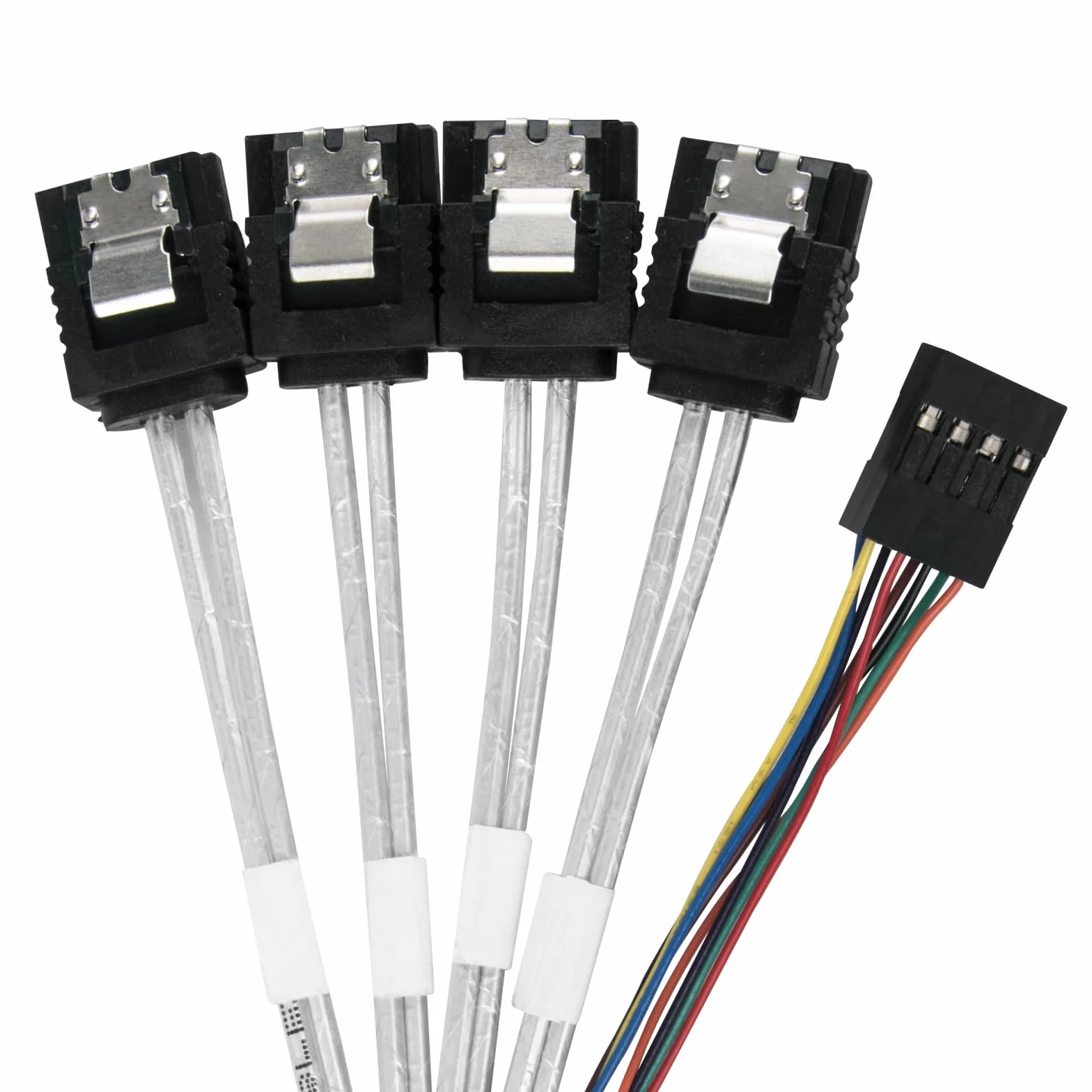 SilverStone Technology CPS05-RE: Mini-SAS SFF-8643 de 36 pines (destino) a SATA de 7 pines (host) grueso y apantallado para una salida fiable, SST-CPS05-RE