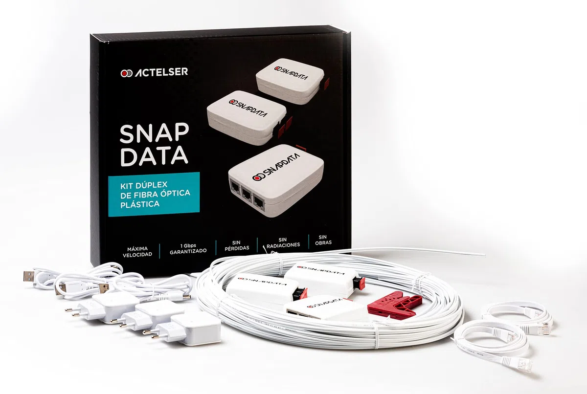 ACTELSER Kit Duplex de Fibra Óptica Plástica Snap Data 40 Metros