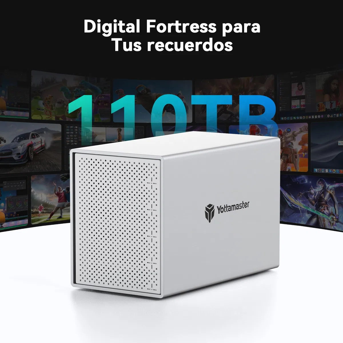 Yottamaster 5 Bahías Carcasa Discos Duros, Aluminio Esterno Hard Disk 3.5″/2.5″ SATA HDD, Ventilador silencioso 80 mm - USB3.0 a SATA3.0 6Gbps Soporta 4x22TB