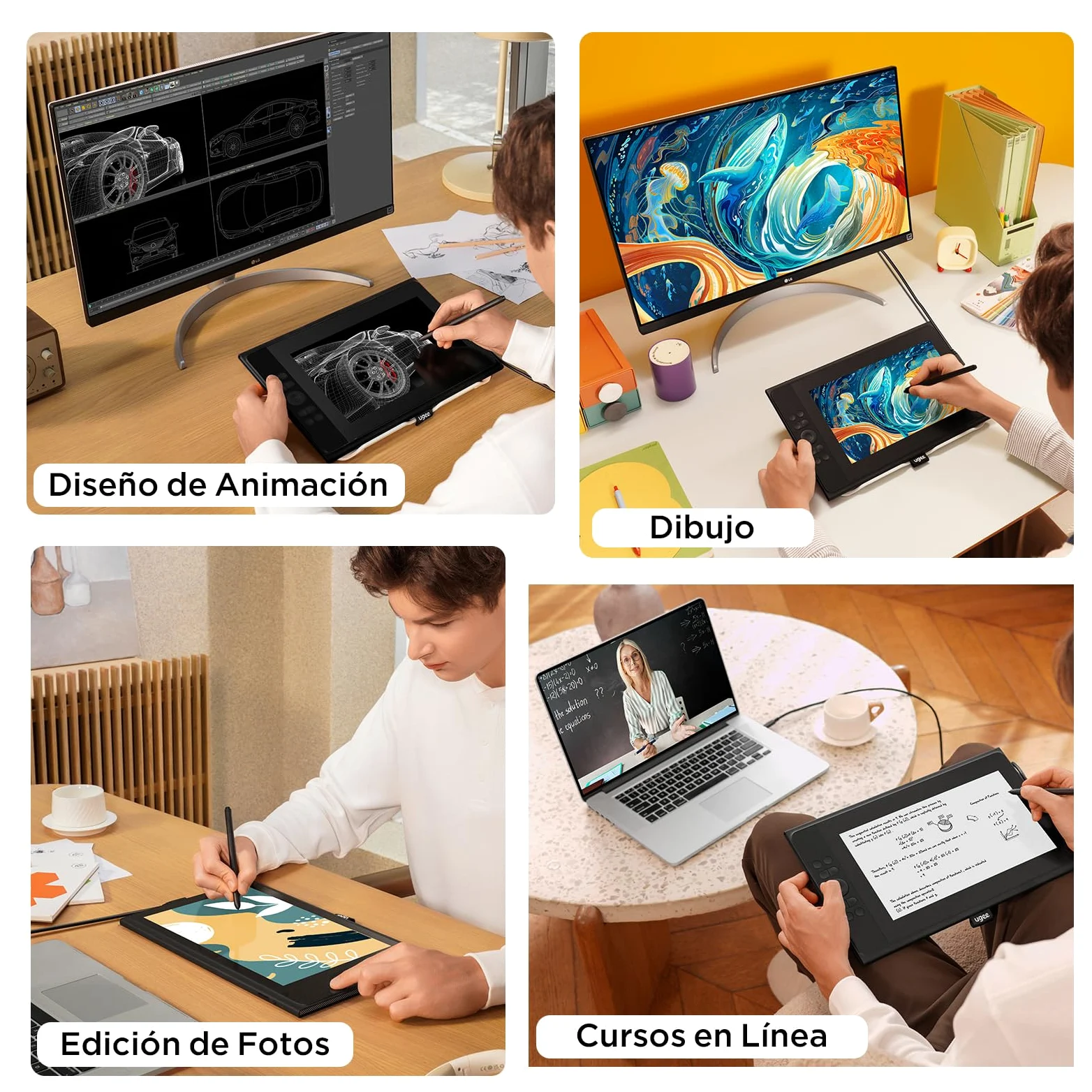 UGEE 147% sRGB Tableta Gráfica con Pantalla UE12P, 11,9 Pulgadas Antideslumbrante Monitor de Dibujo, Tableta Gráfica Lápiz sin Batería para Teléfono Android/Windows/Mac OS/Chrome OS