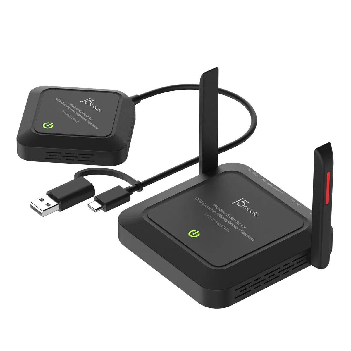 j5create Extensor Inalámbrico para Webcam/Micrófonos Altavoces USB, Funciona con Windows y Mac, No para TV y Ratón/Teclado USB (JVW12)